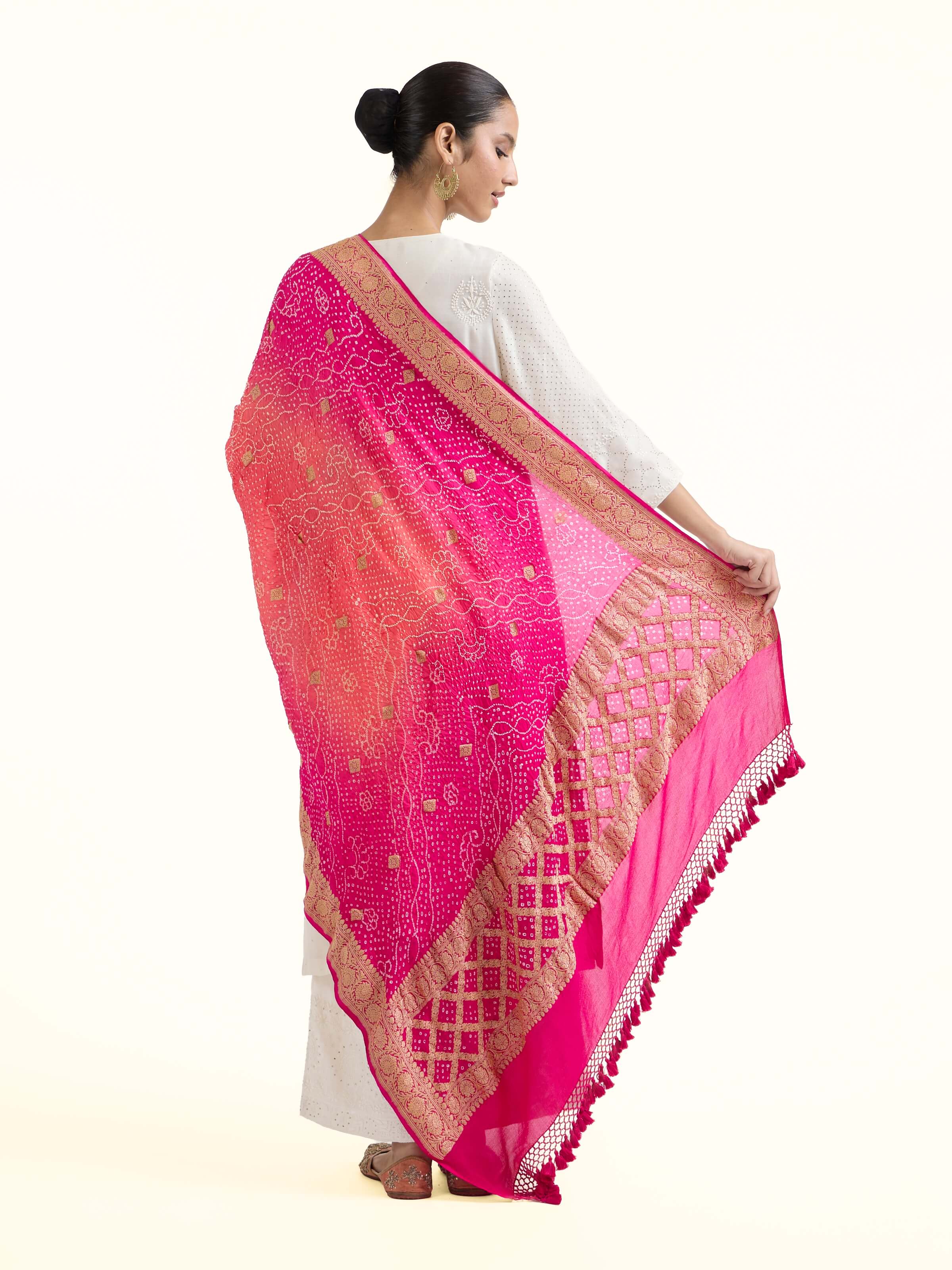 Pink Bandhani Tie & Dye Dupatta