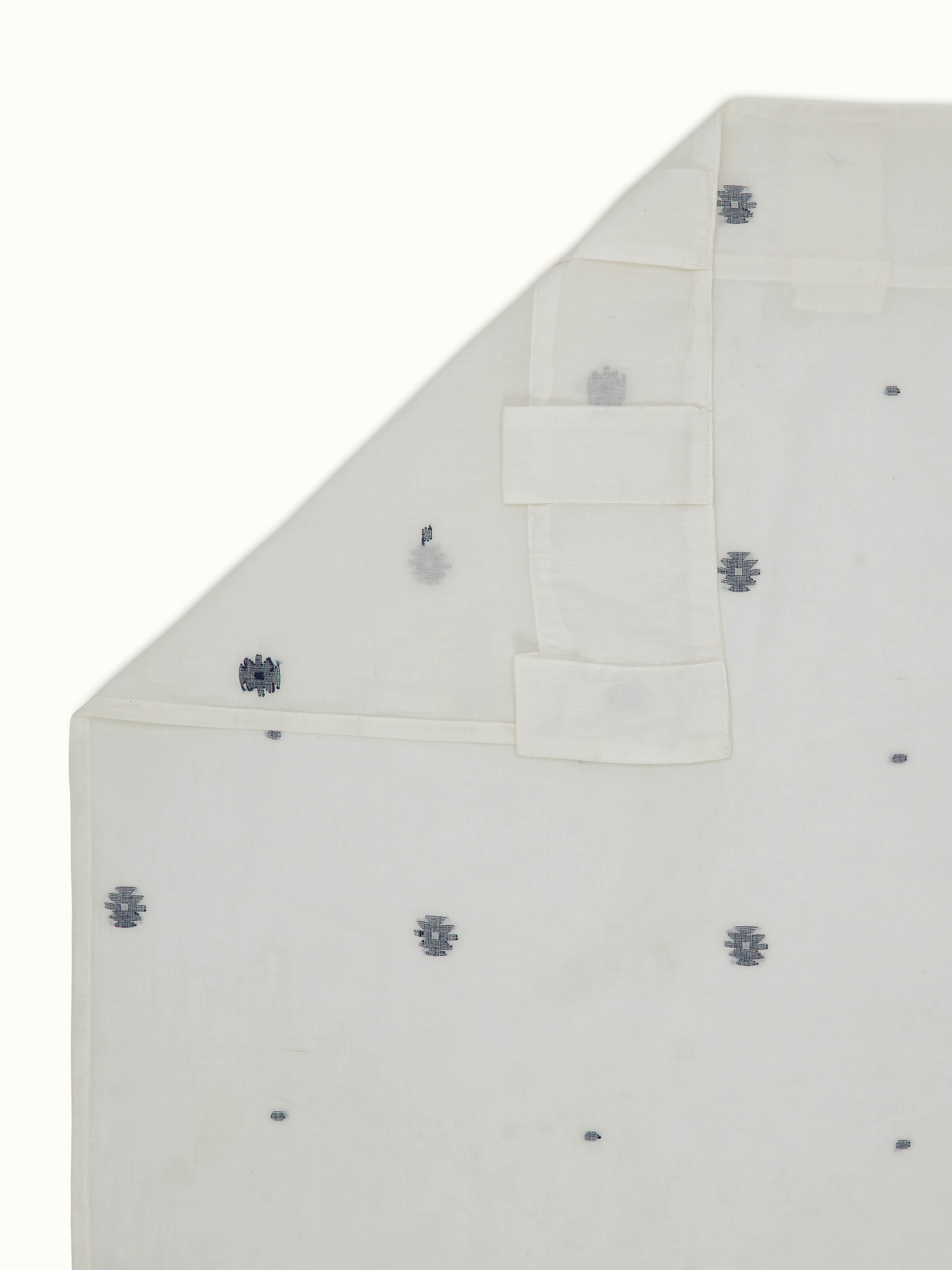 Kalpanama Ivory & Blue Woven Buti Handloom Cotton Curtain (9 Ft)