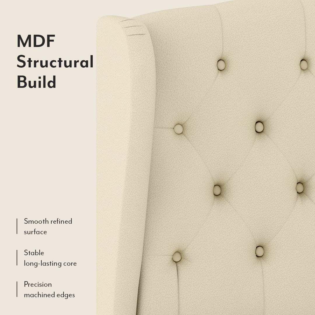 Holmebrook Engineered Wood King Size Drawer Storage Upholstered Bed Ivory White Leatherette