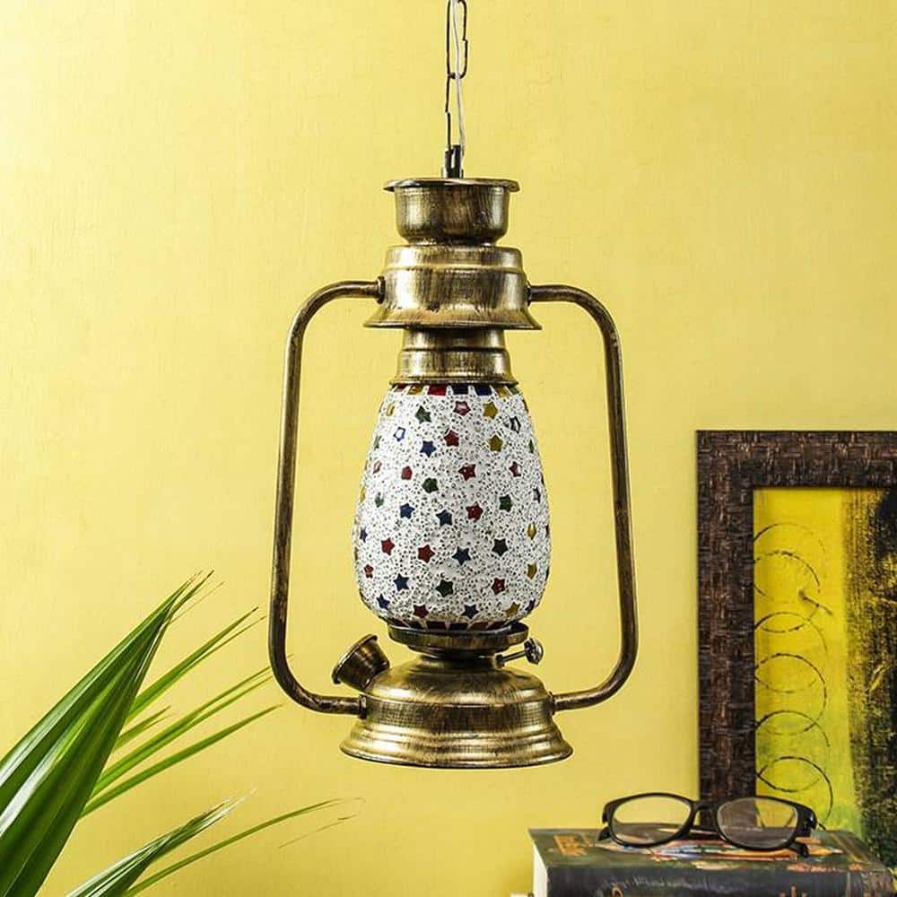 Perla Multicolor Metal Lantern Hanging Lamp