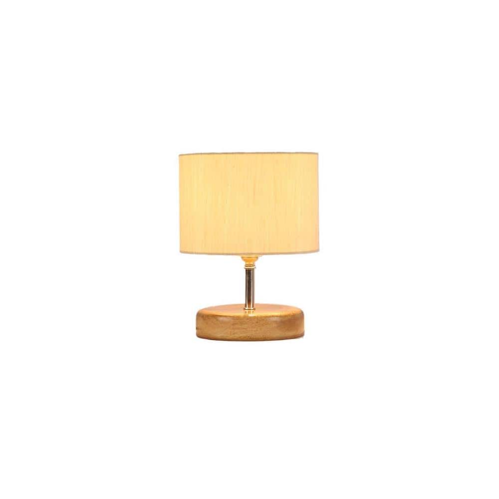 Palmyra Off White Fabric Shade Table Lamp with Natural Wooden Base