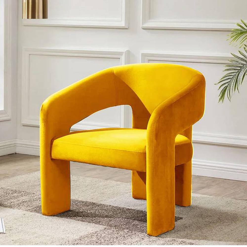Ashley Velvet Accent Chair in Yellow Colour