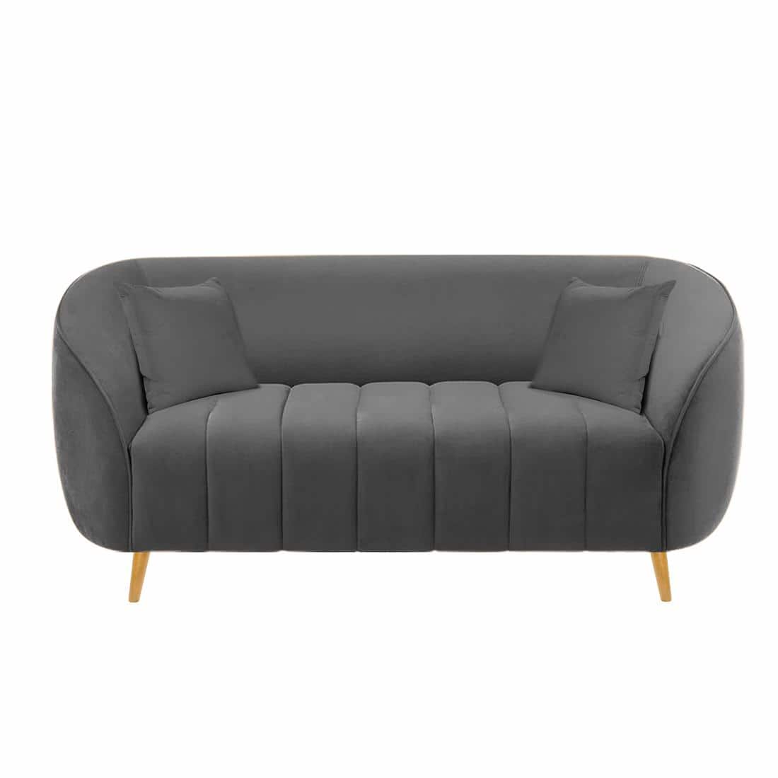 Nero Velvet 2 Seater Sofa in Dark Grey Colour