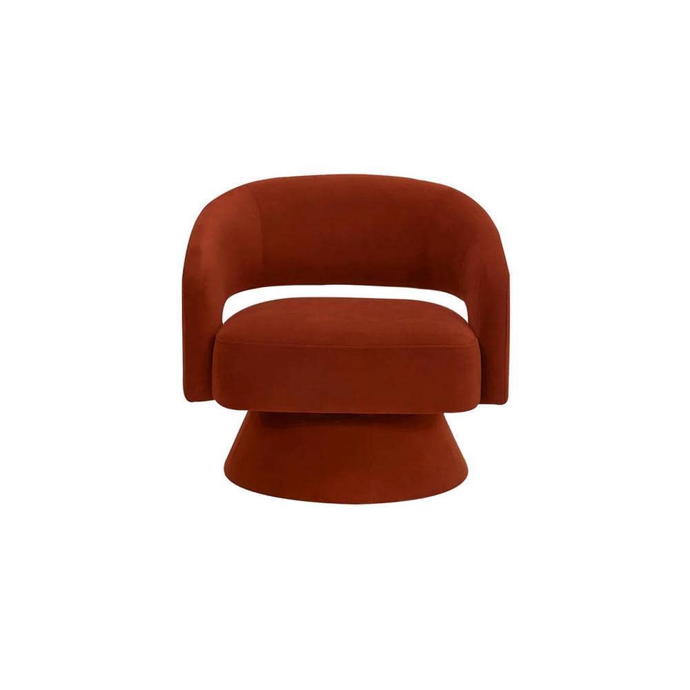 Aracell Swivel Solid Wood Round Chair in Orange Colour