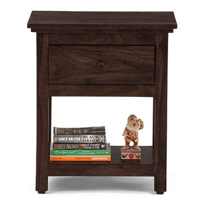 Snooze Solid Wood Bedside Table in Mahogany Finish