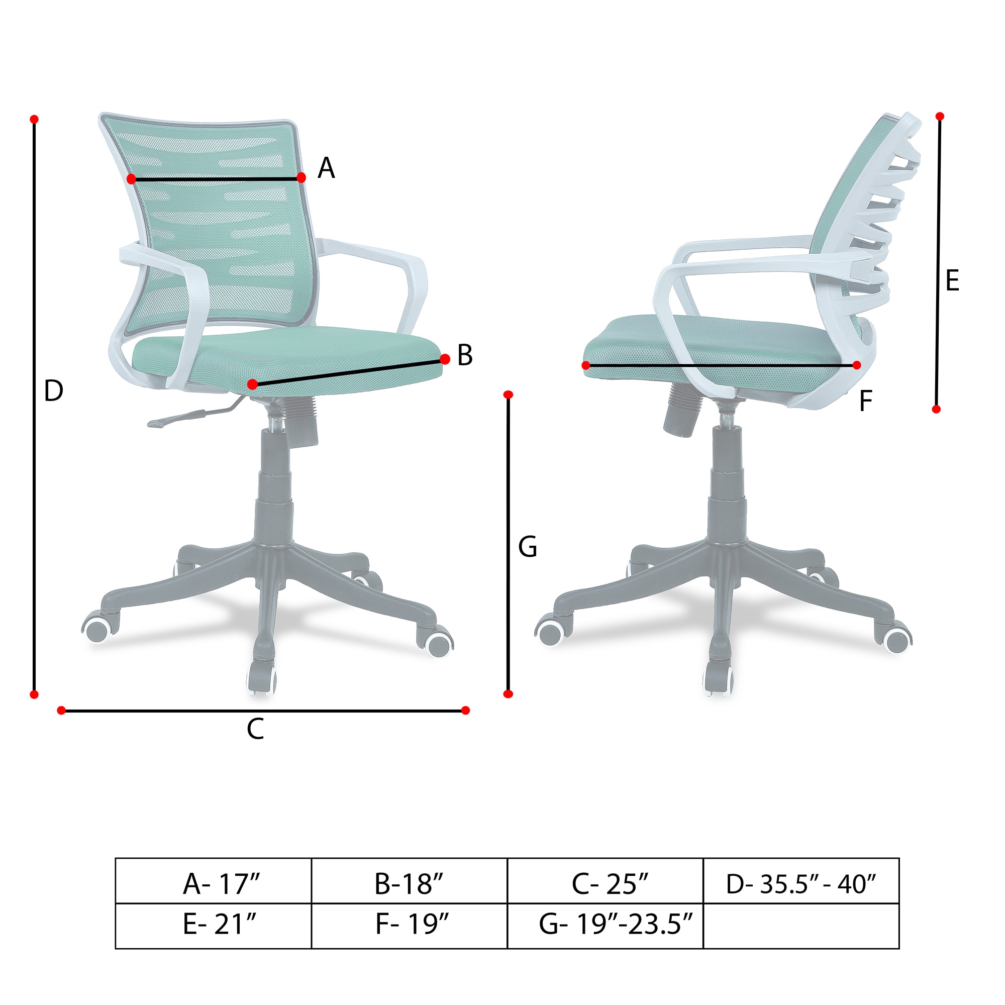Xxeana Mid Back Ergonomic Chair in Dark Green Colour
