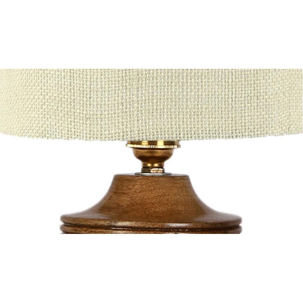 Malia White Jute table lamp with Natural Wood Base