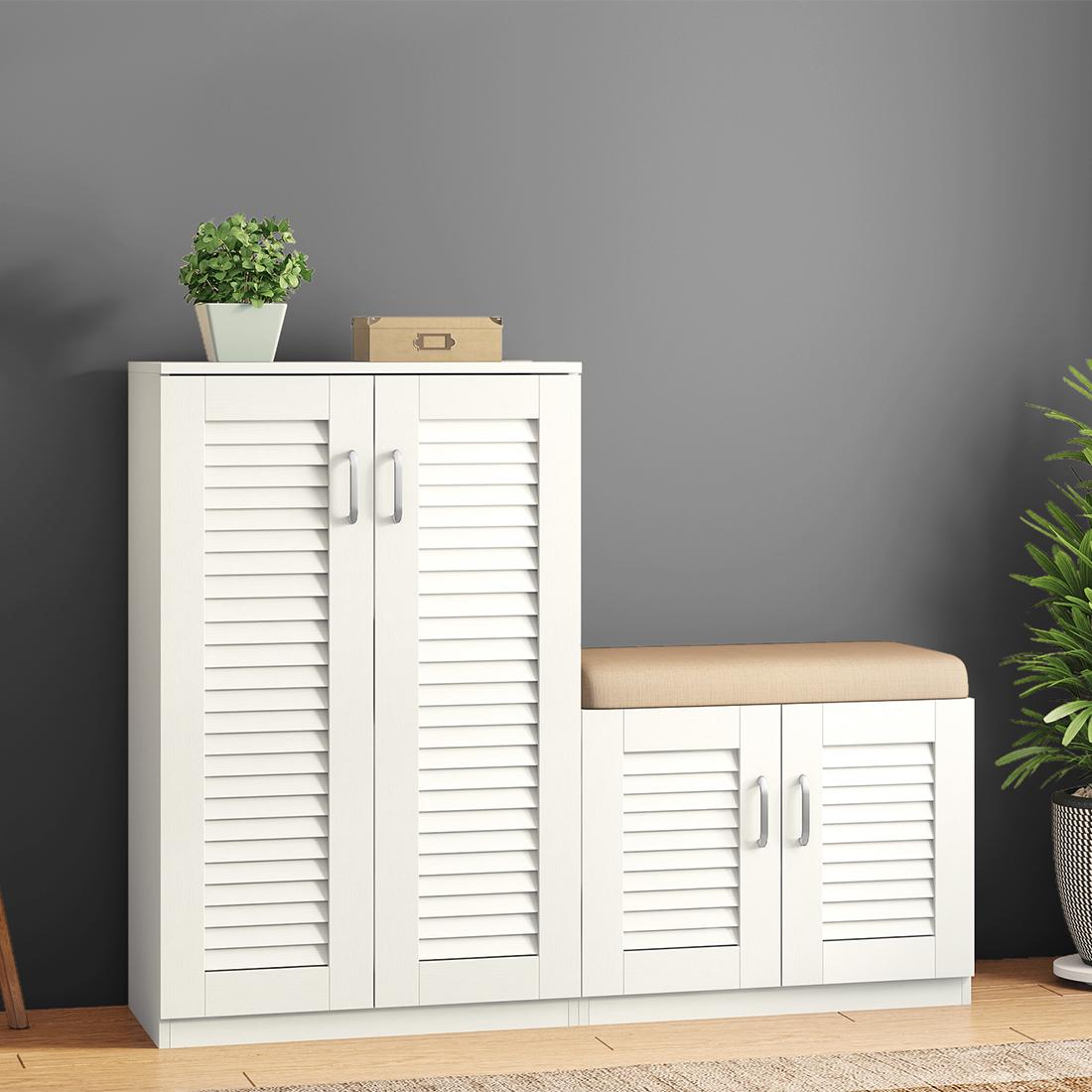 Bennis 25 Pair Shoe Rack in White Finish