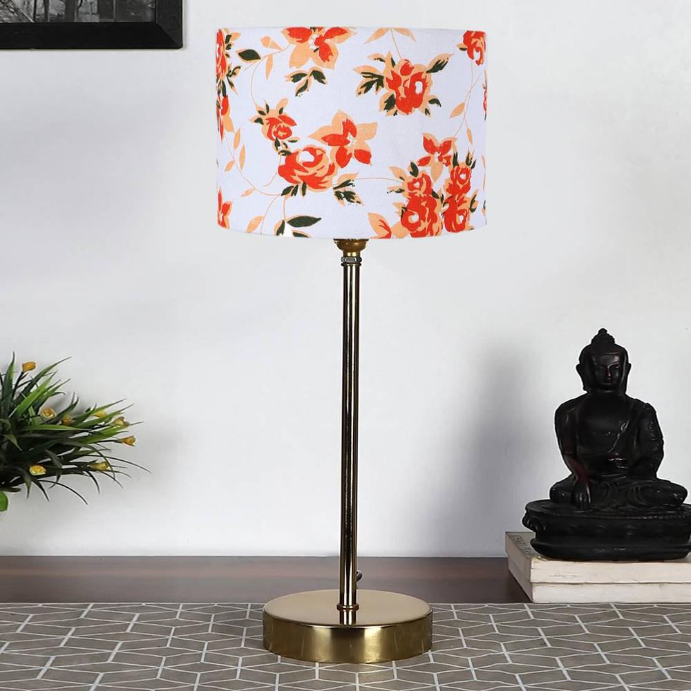 Multicolor cotton with Metal Gold Table Lamp