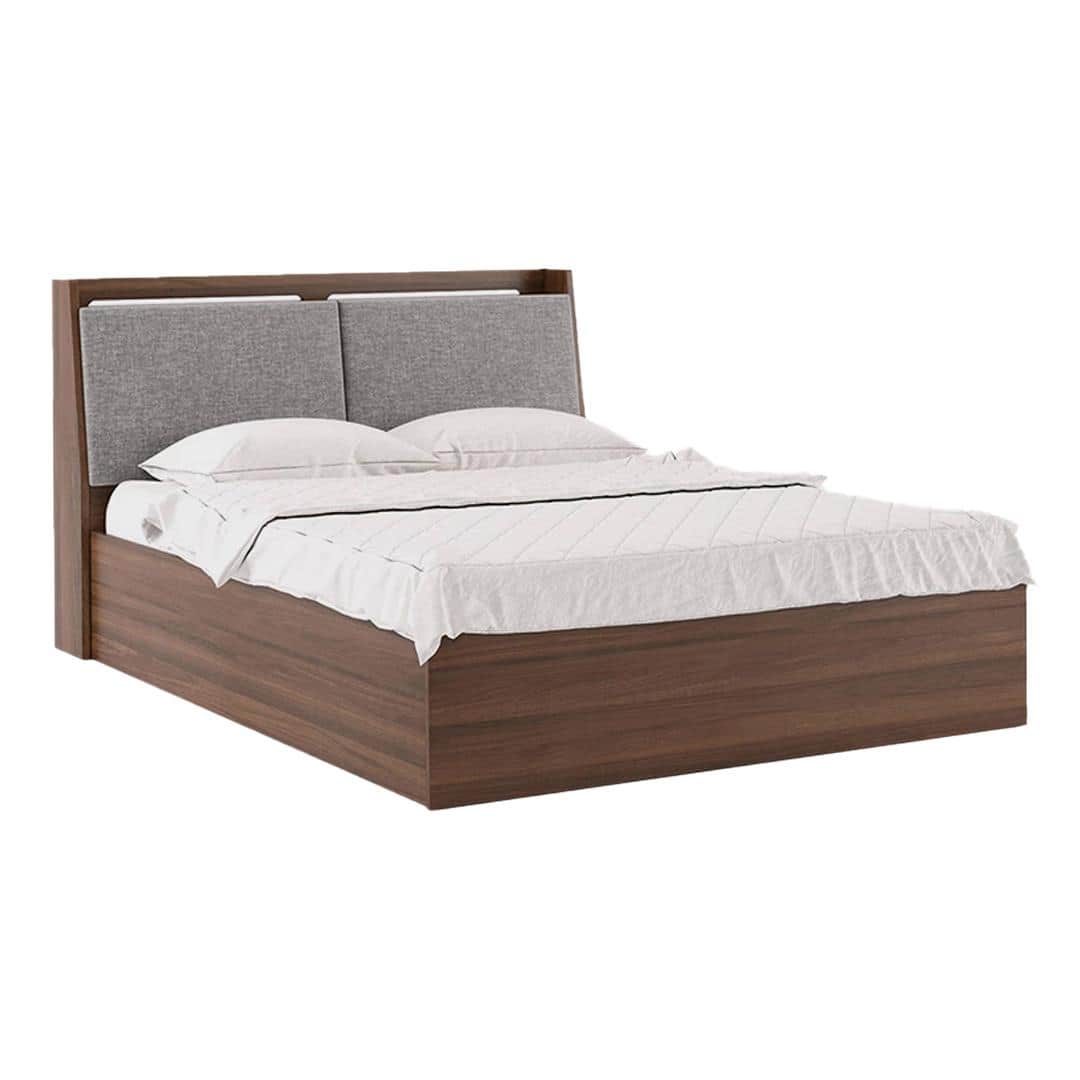 Tyra King Size Bed Box Storage In Classic Walnut Finish