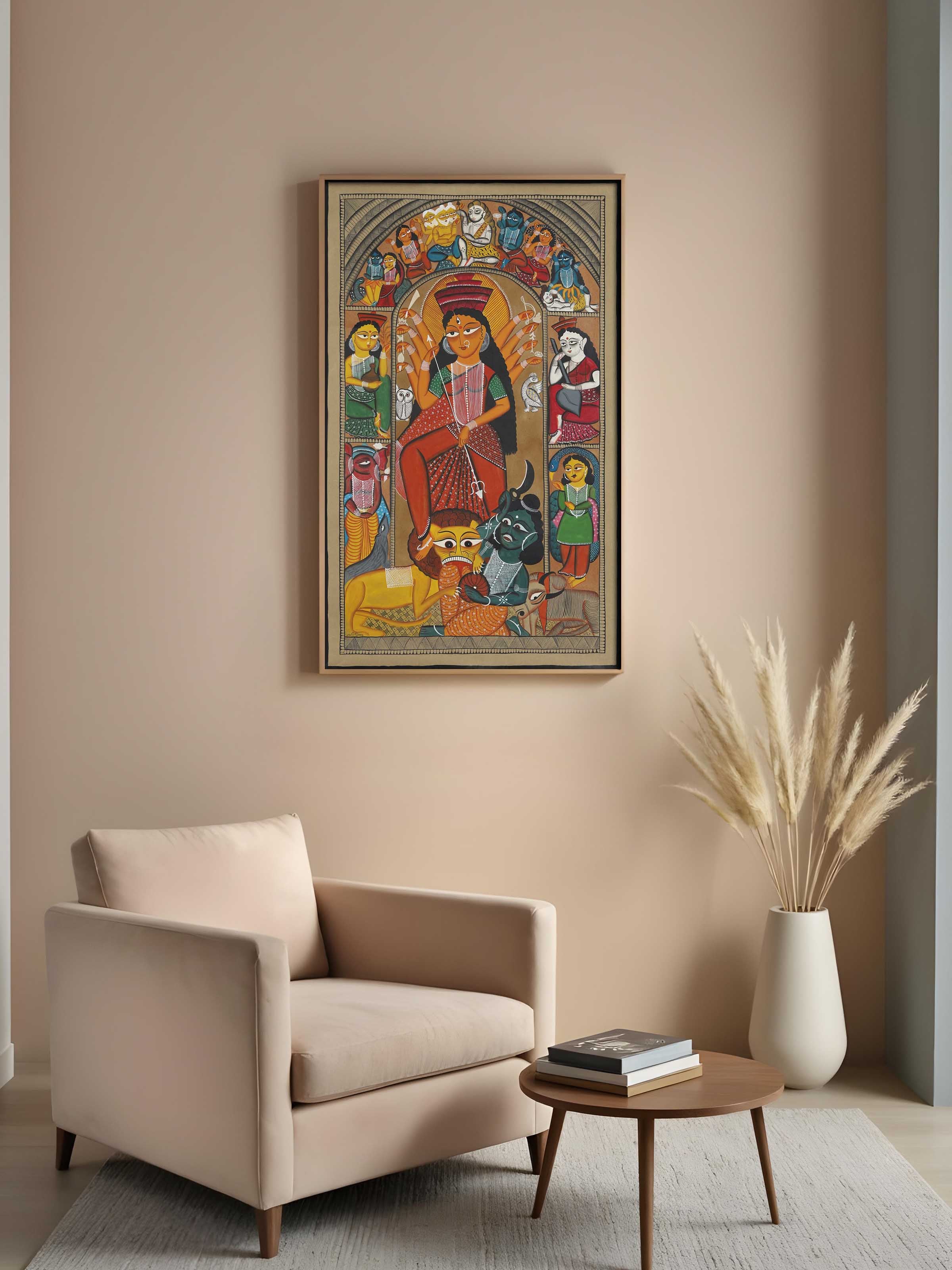 Woman Bird Kalighat Painting