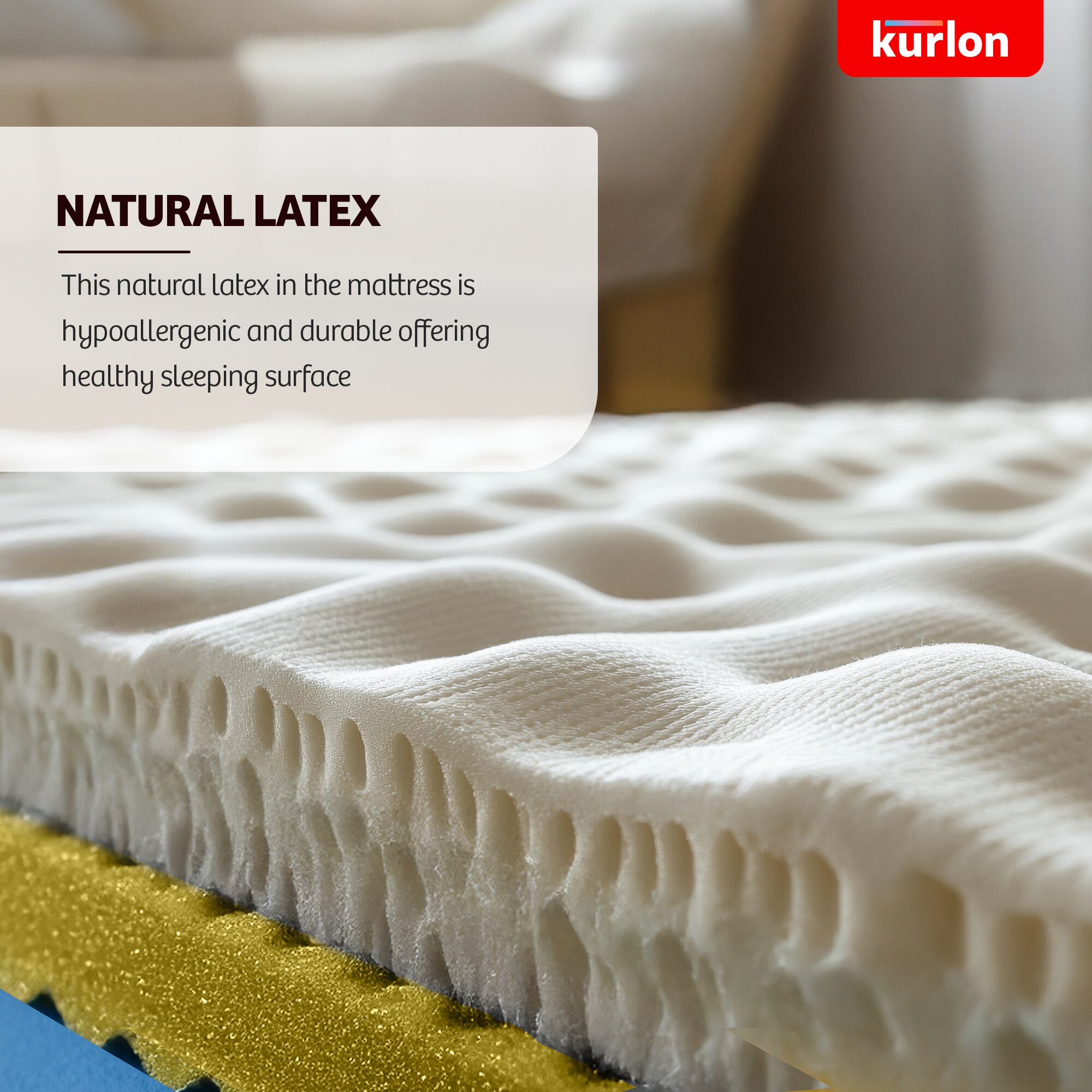 KURLON Ortho Plus Natural Latex 8 inch Queen High Resilience (HR) Foam Mattress (L x W: 84 inch x 66 inch)