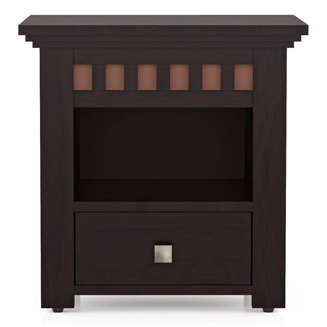 Fidora Solid Wood Bedside Table in Mahogany Finish