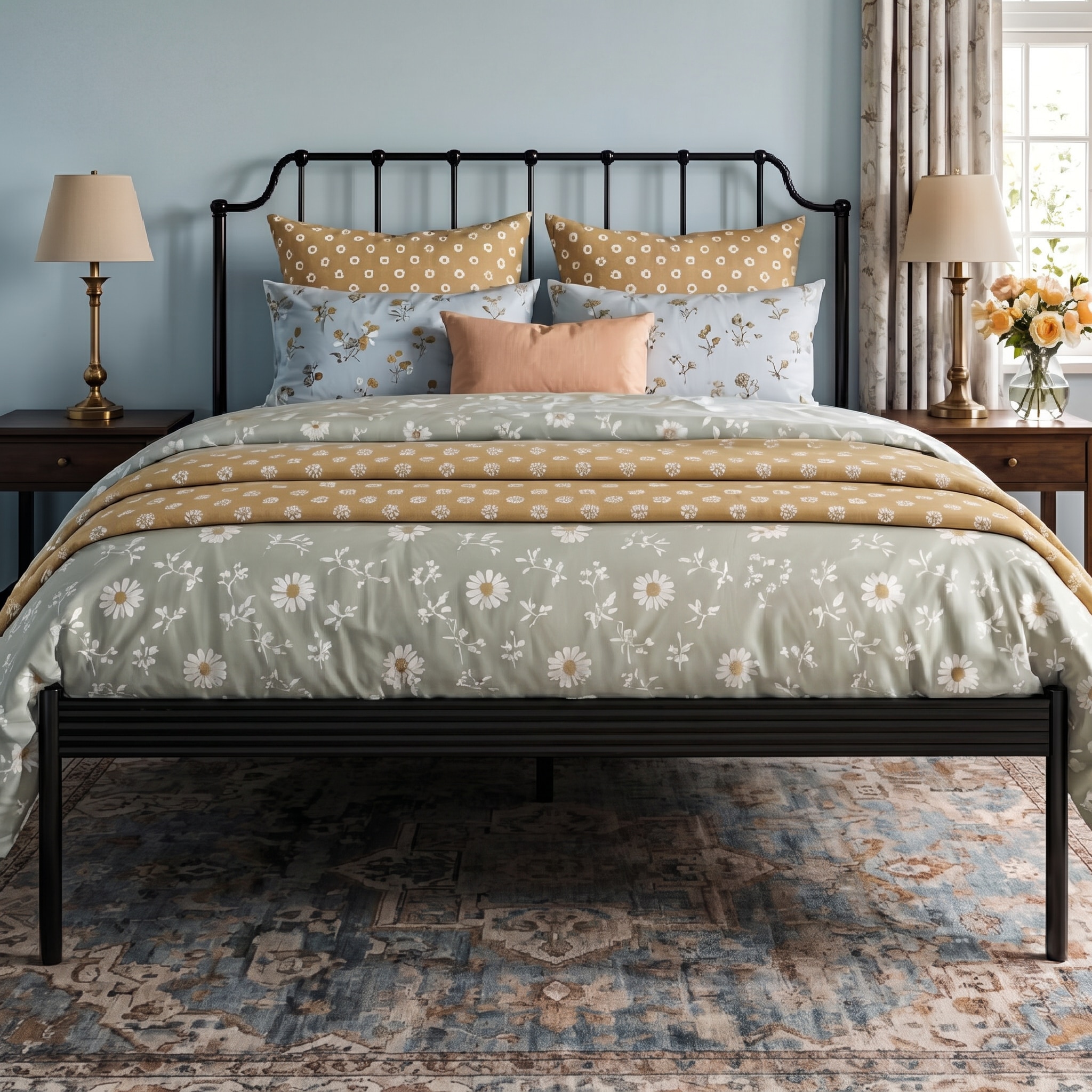Hackney Metal Non Storage King Bed in Satin Black Finish - Original Bed Co.