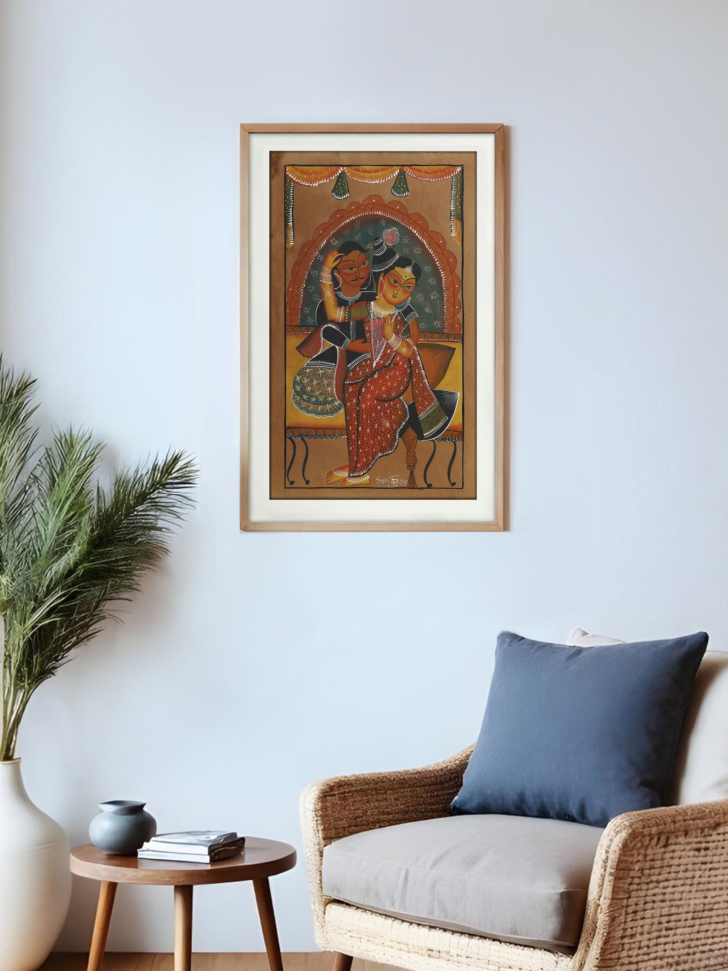 Lifestyle view of Babu Bibi Kalighat Painting