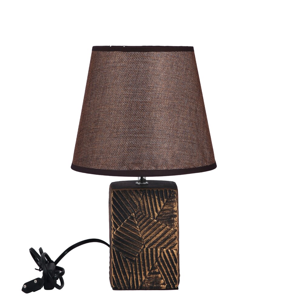 Short Table Lamp Brown Compact Contemporary Design