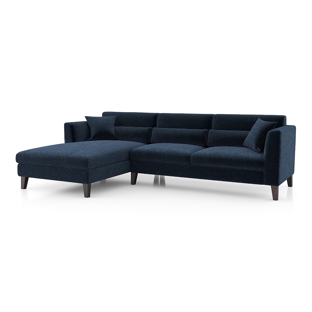 Lewis Sectional Sofa (Colour : Cobalt, Cushion : Hard, Seater : Left Aligned 3 Seater + Left Aligned Chaise)