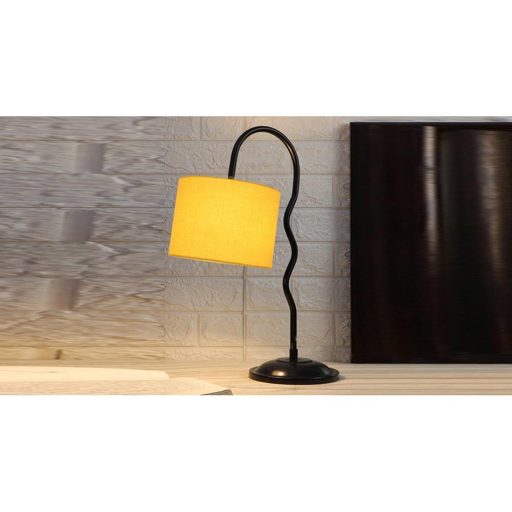 Yellow cotton Zig Zag Curvy table lamp with Iron Base (SP27)