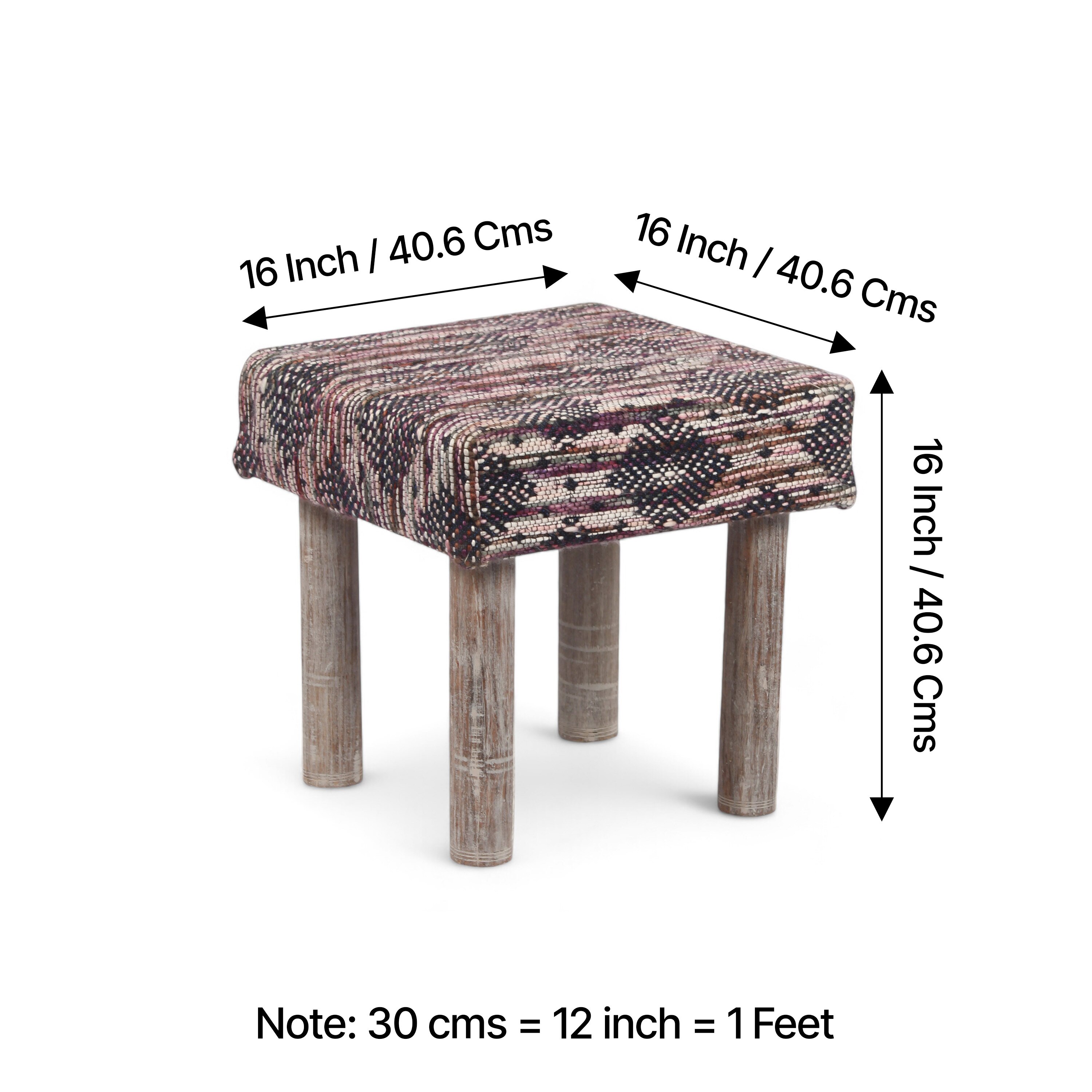 Lisbone Solid Wood Stool in Black Diamond Jackard fabric