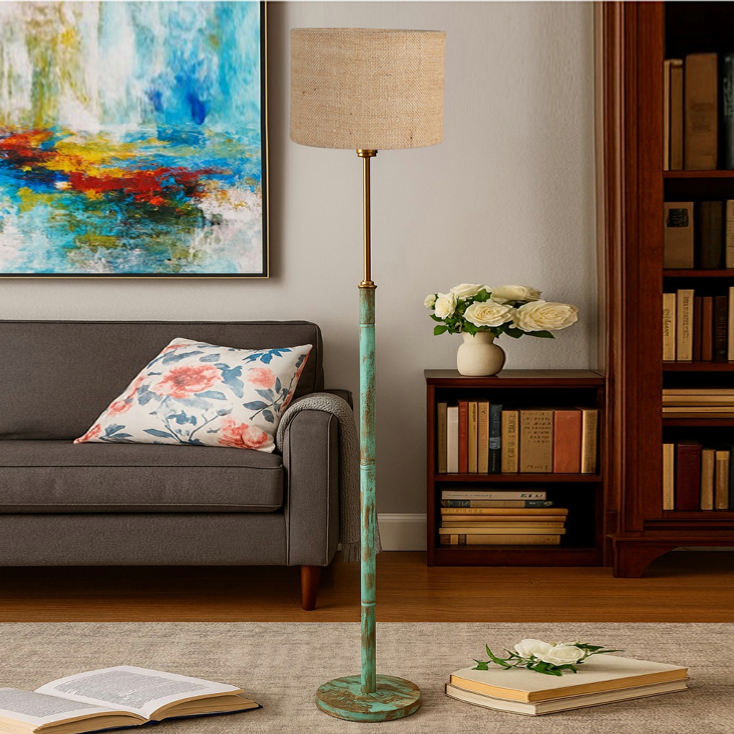 Devansh Wood & Metal Floor Lamp - Devansh