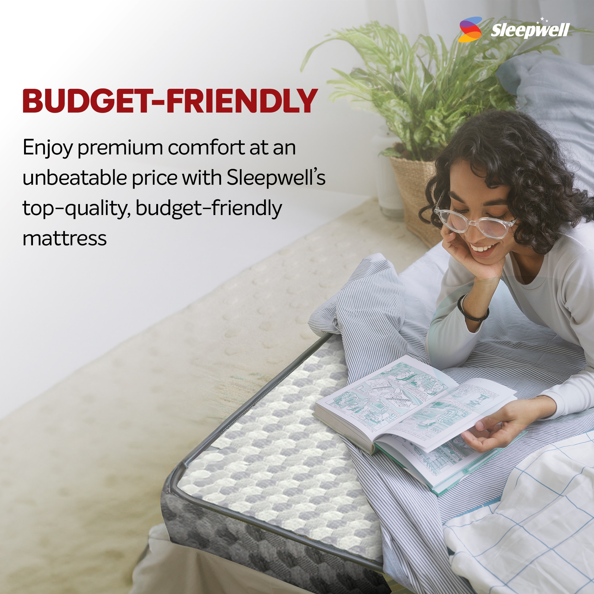 Sleepwell Star Gold, Medium Firm, Anti- Sag Tech 5 inch Double High Resilience (HR) Foam Mattress (L x W: 84 inch x 48 inch)