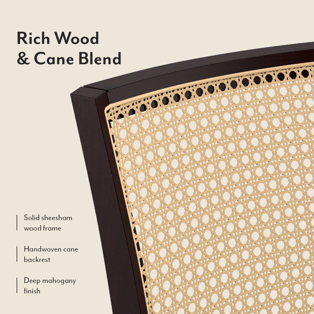 Argiro Solid Wood Dining Chair Set Of 2 In Mahogany Finish With Grey Fabric Colour