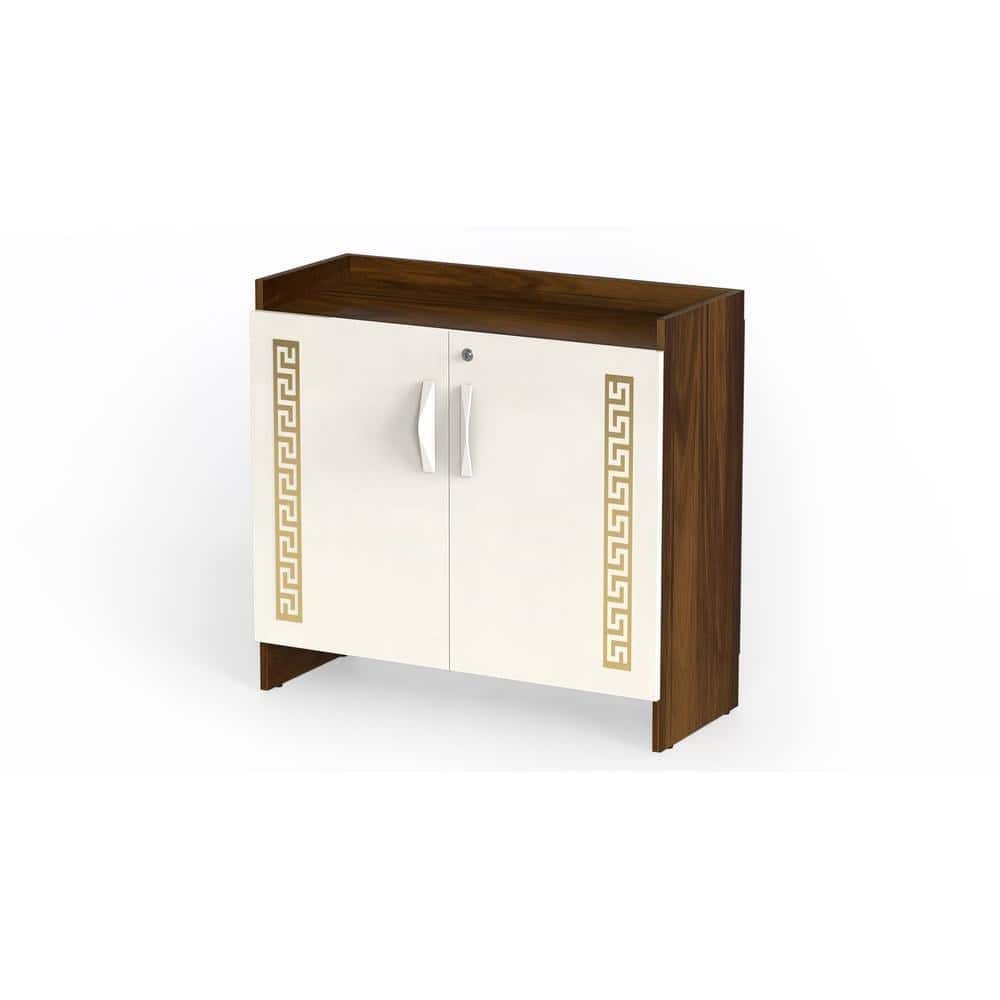 Brooklyn Engineered Wood Shoe Cabinet with Brown Maple & White finish