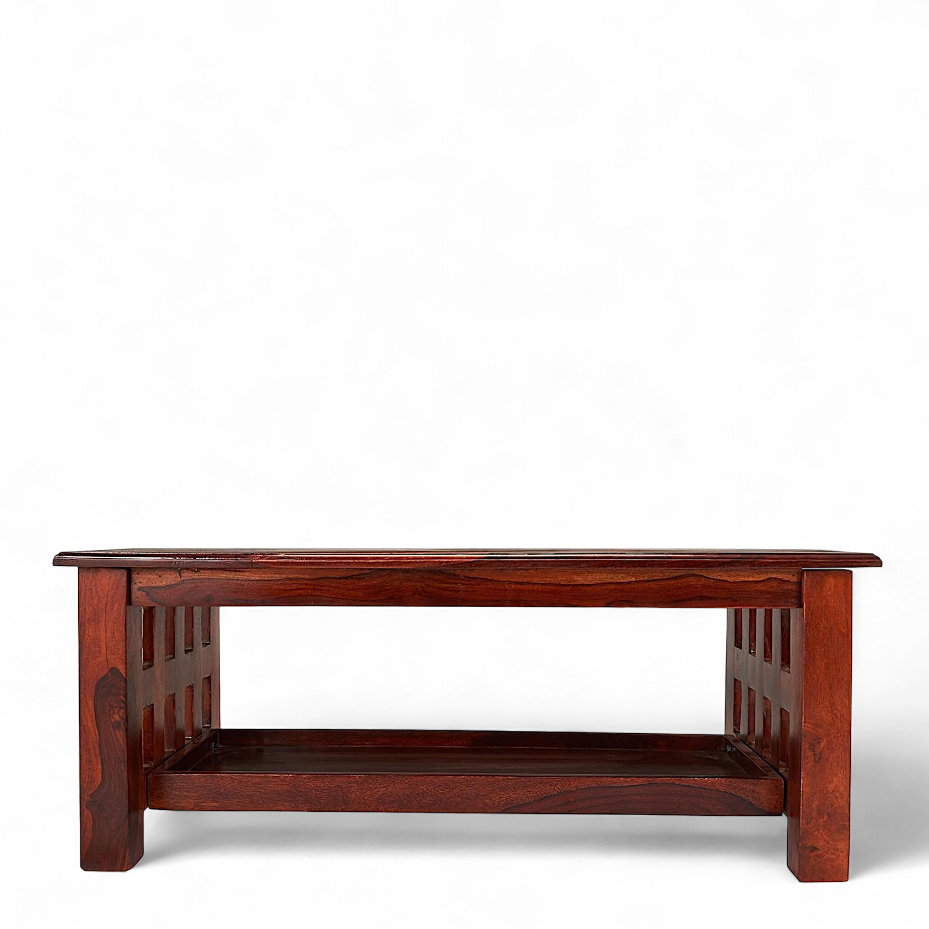 Blairs Sheesham Wood Accent Rectangle Coffee Table In Honey Finish