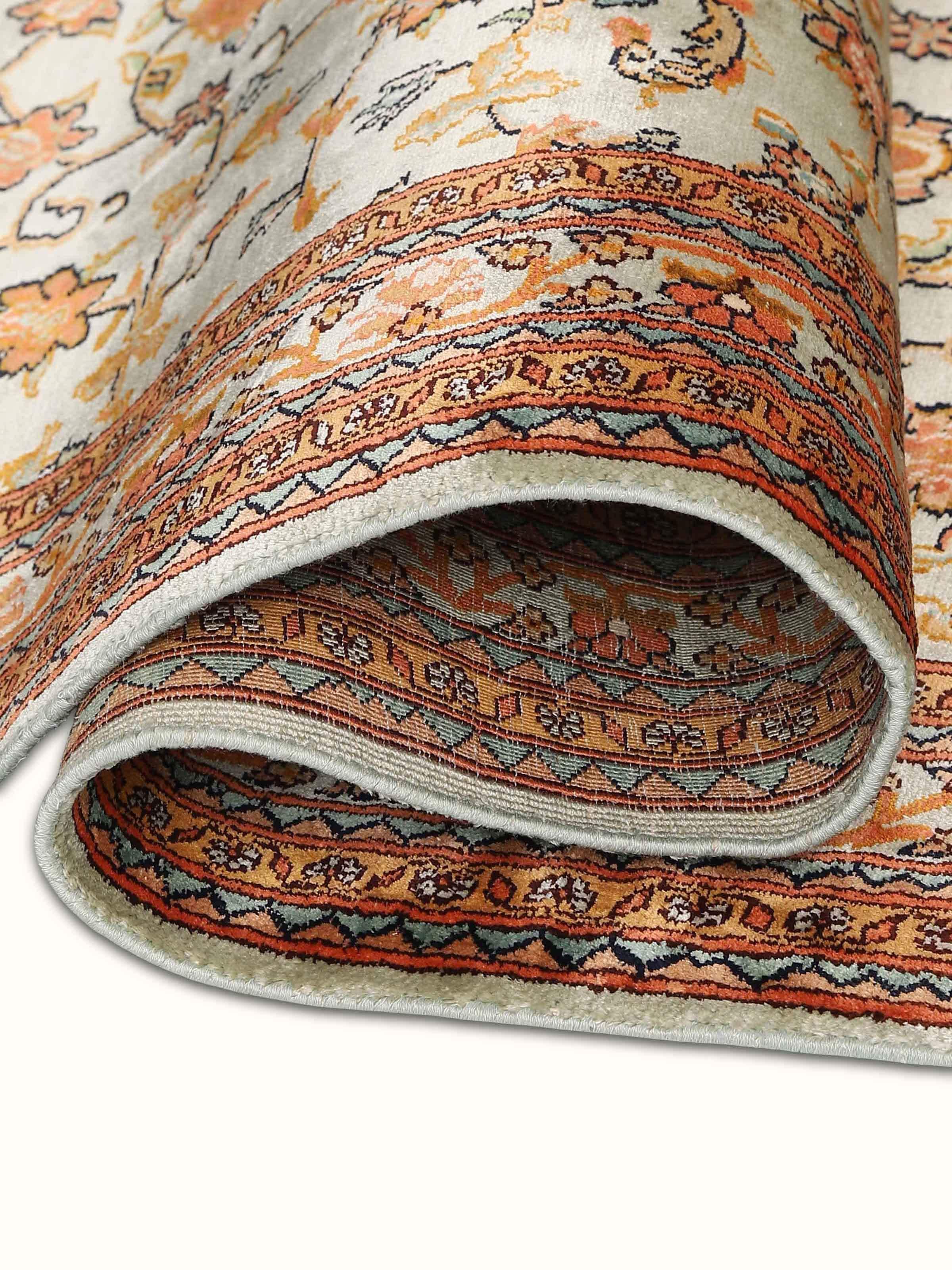 Traditional Persian Allover Kashmir Silk Hand-knotted Runner