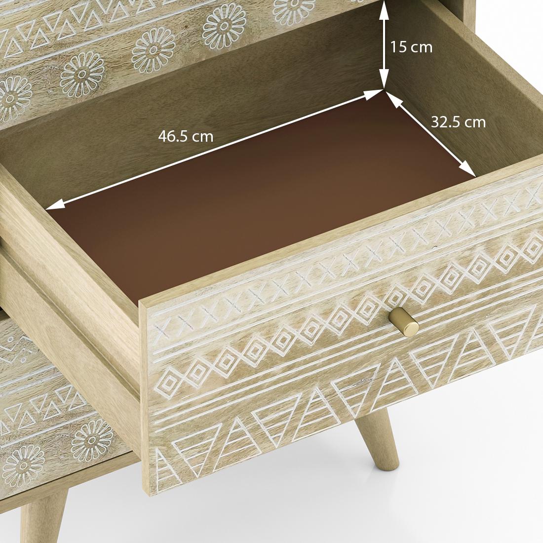 Ivara Solid Wood Chest of 5 Drawers in Natural Finish