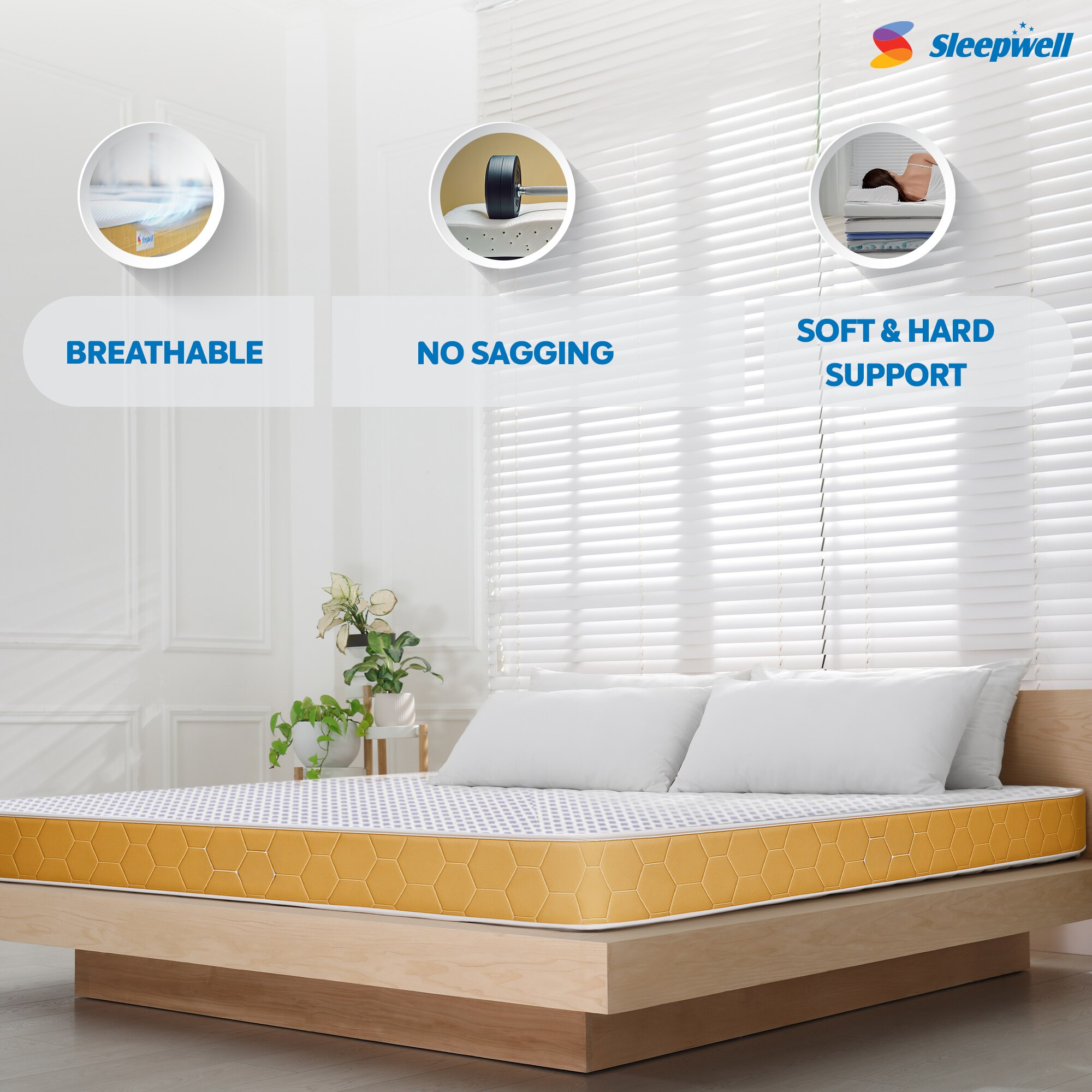 Sleepwell Dual Reversible 8 inch Single High Density (HD) Foam Mattress (L x W: 75 inch x 42 inch)