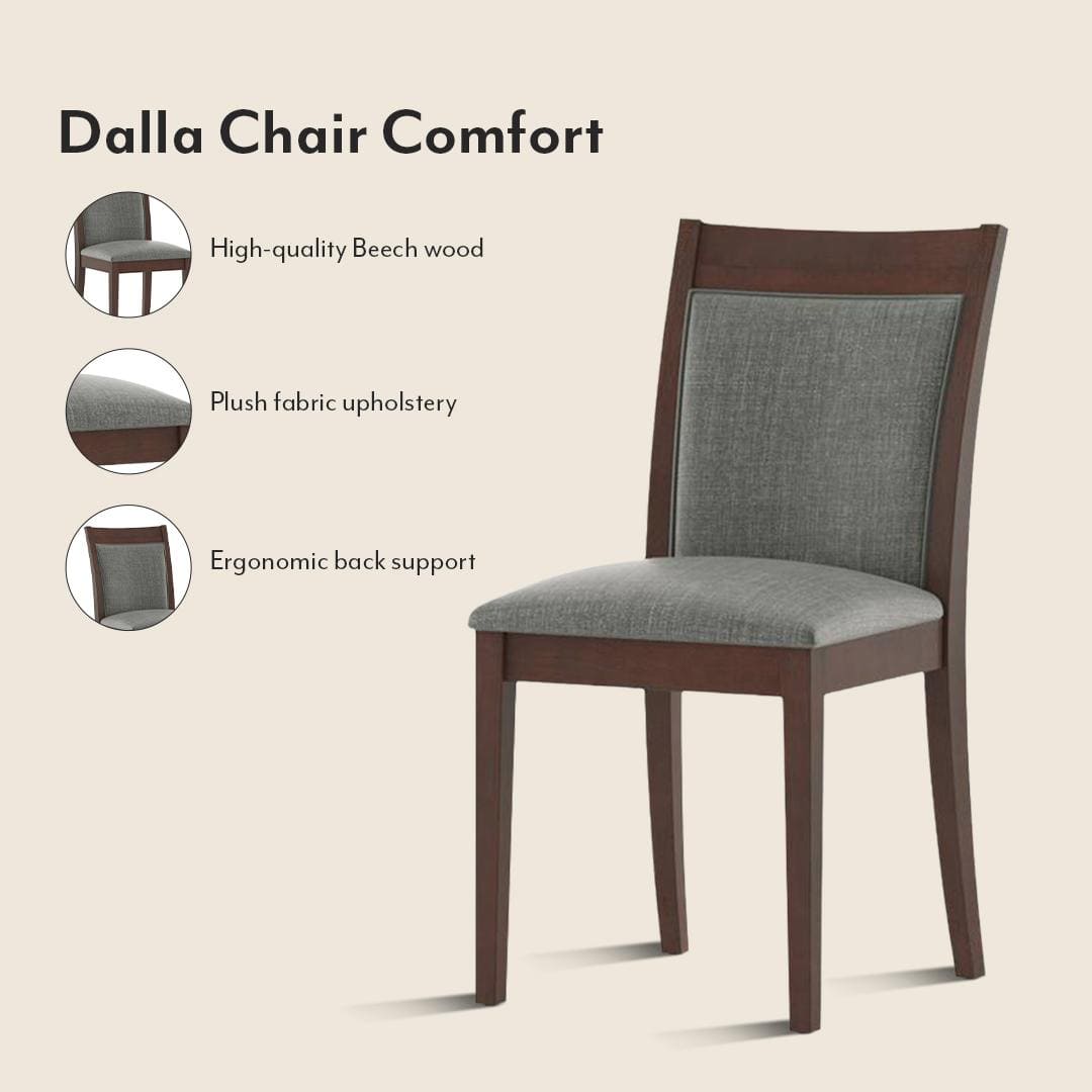 Murphy 4-To-6 Extendable - Dalla 4 Seater Dining Table Set (Colour- Grey , Finish- Dark Walnut)