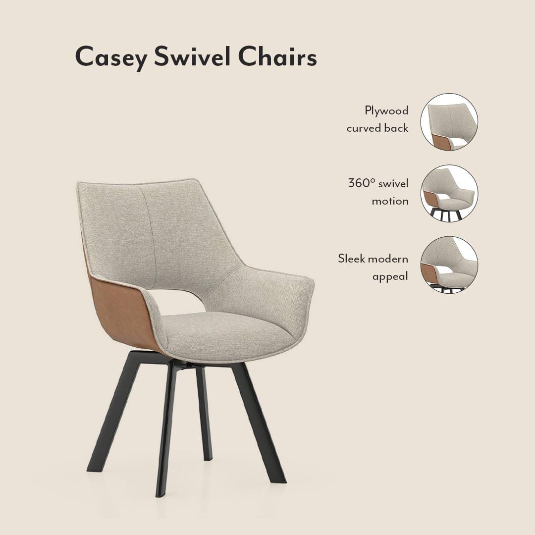 Atlas Crest Solid Wood 4 Seater Dining Table with set of 4 Casey Swivel Dining Chair