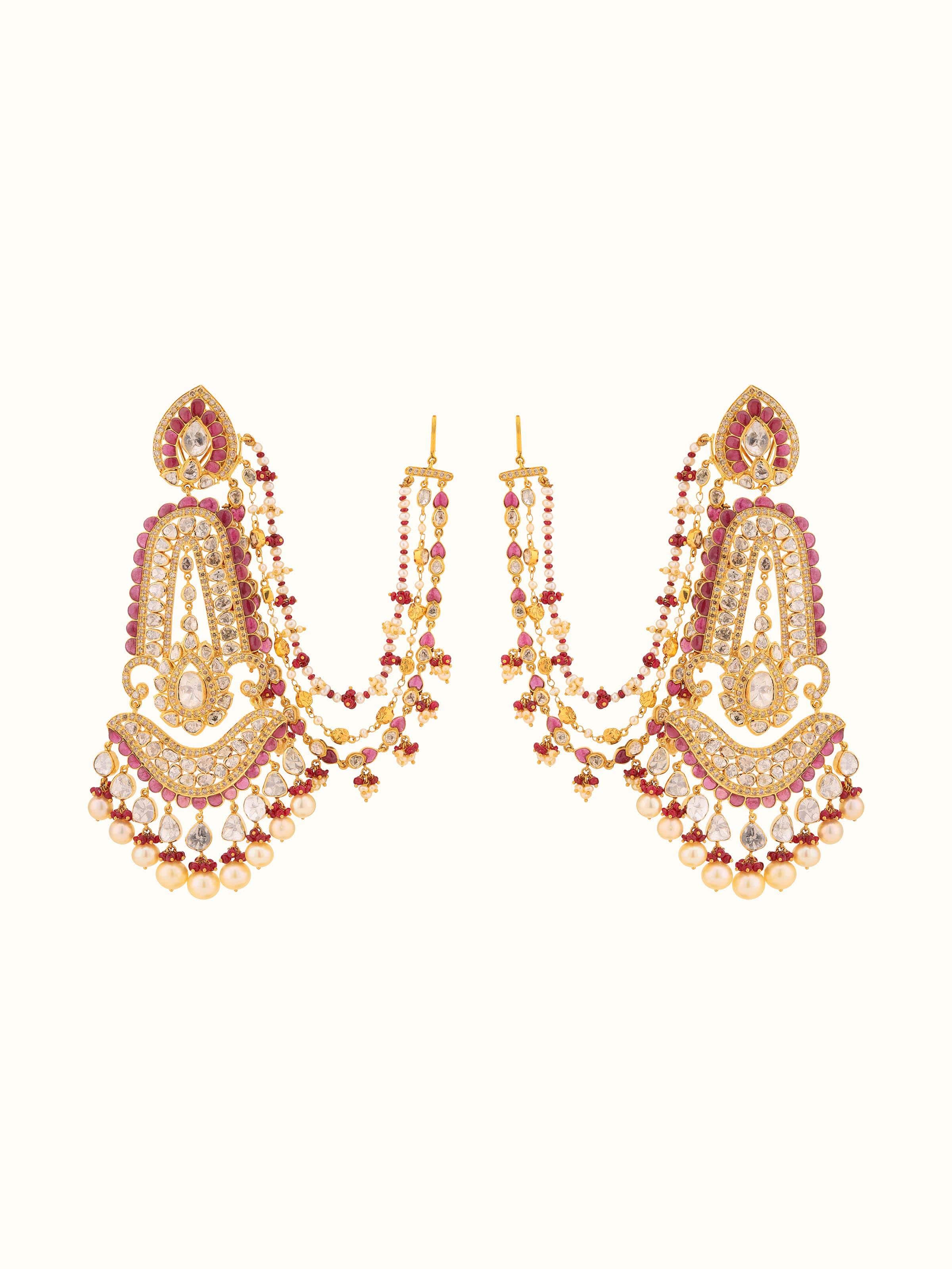 Dank Polki 14 Karat Gold Chandbalis