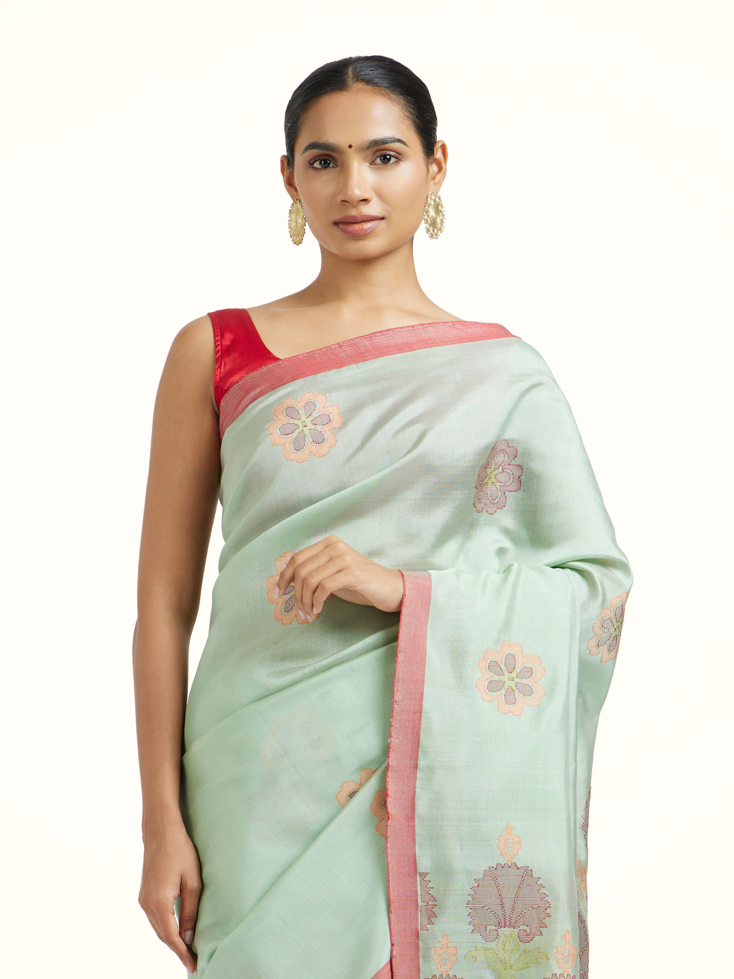 Green Silk Jamdani Handloom Saree