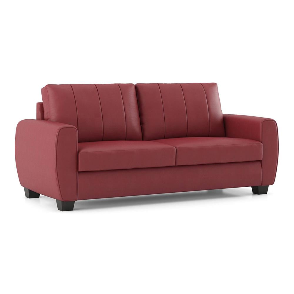 Luna 3 Seater Leatherette Sofa in Burgundy Colour