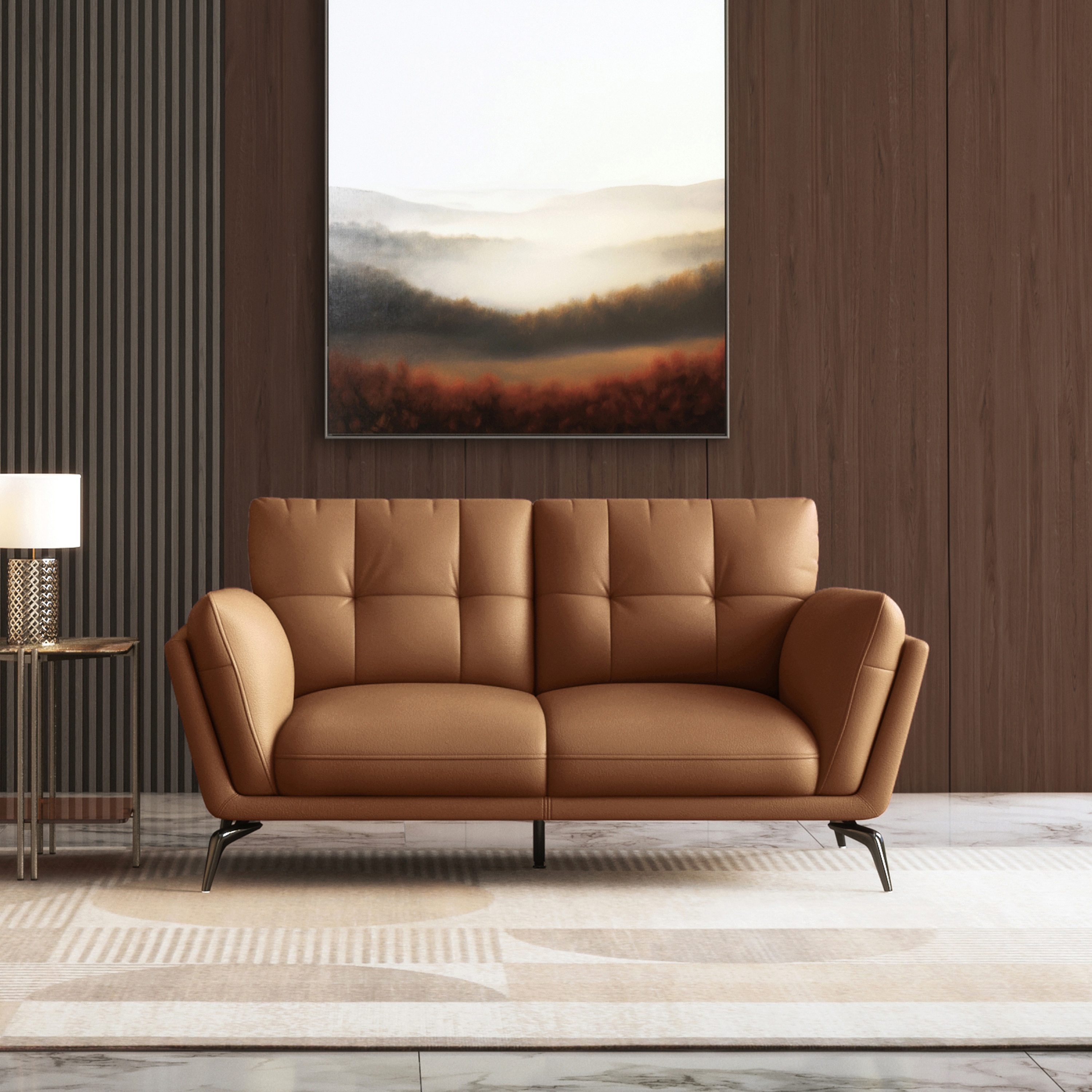 Vetra 2 Seater Leather Sofa In Pecan Brown Colour