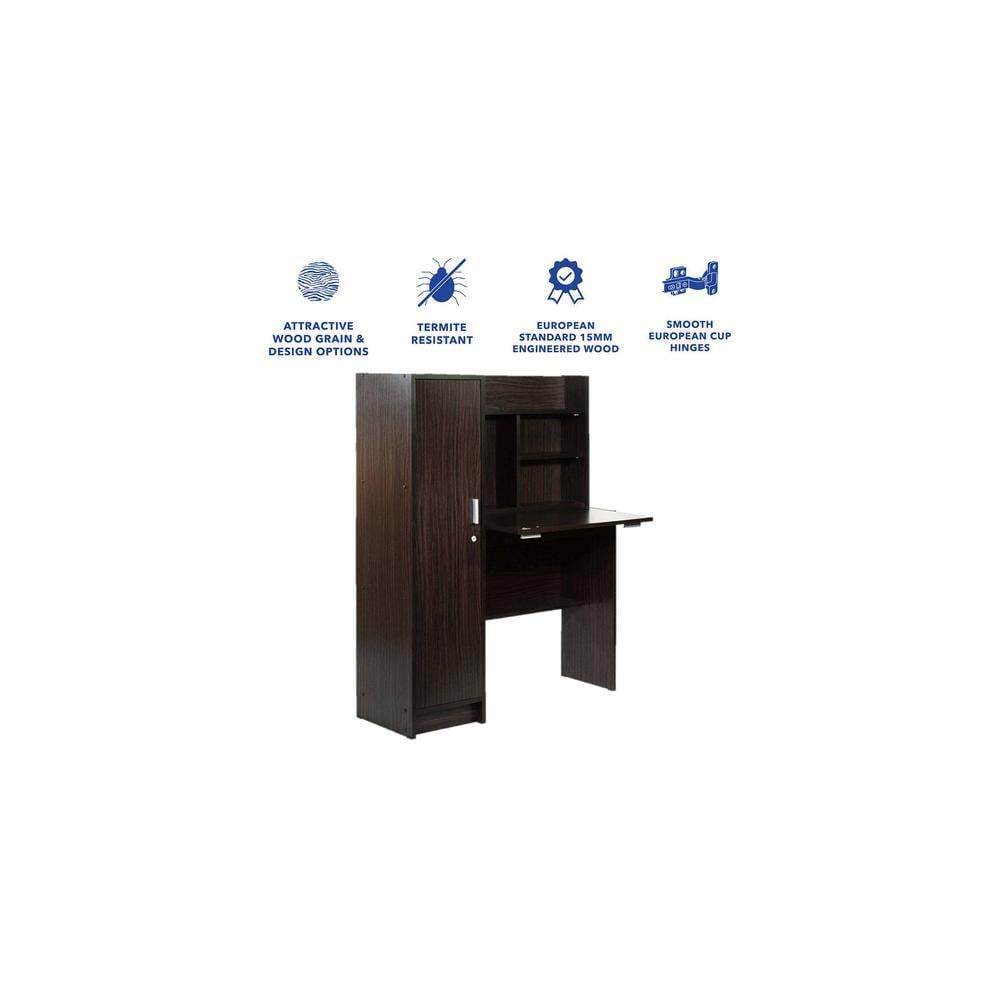 Nakamura Study Table with Cabinet in Dark Brown Finish