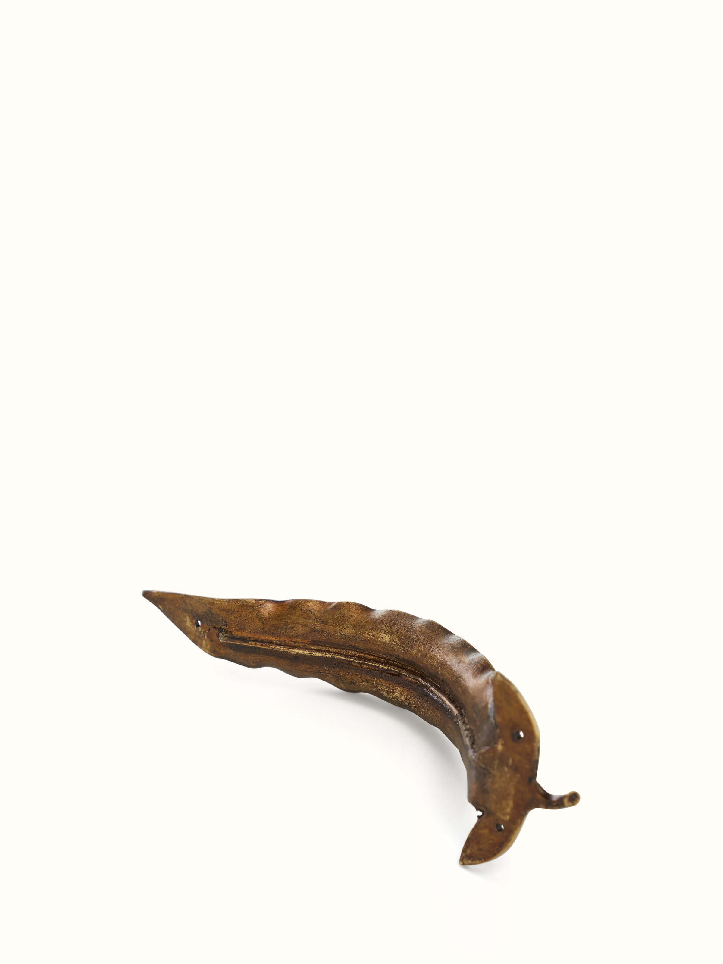 Back view of Swadesh Dhokra Brass Leaves Door Handle displaying the smooth finish and artistic craftsmanship.