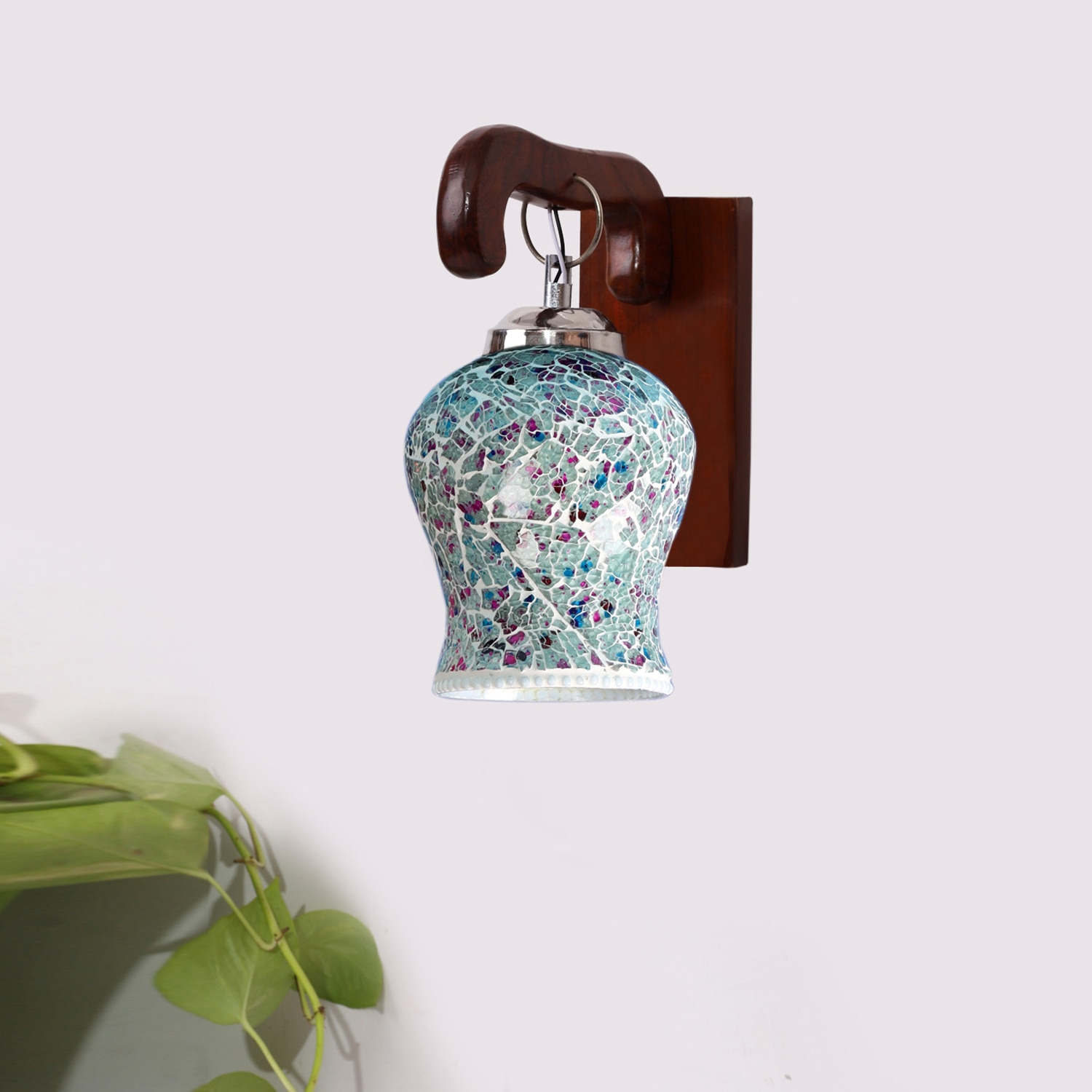 Devansh Solid Wood Electric Wall Light in Brown Colour with Multi Shade Count of 1 Light - Devansh