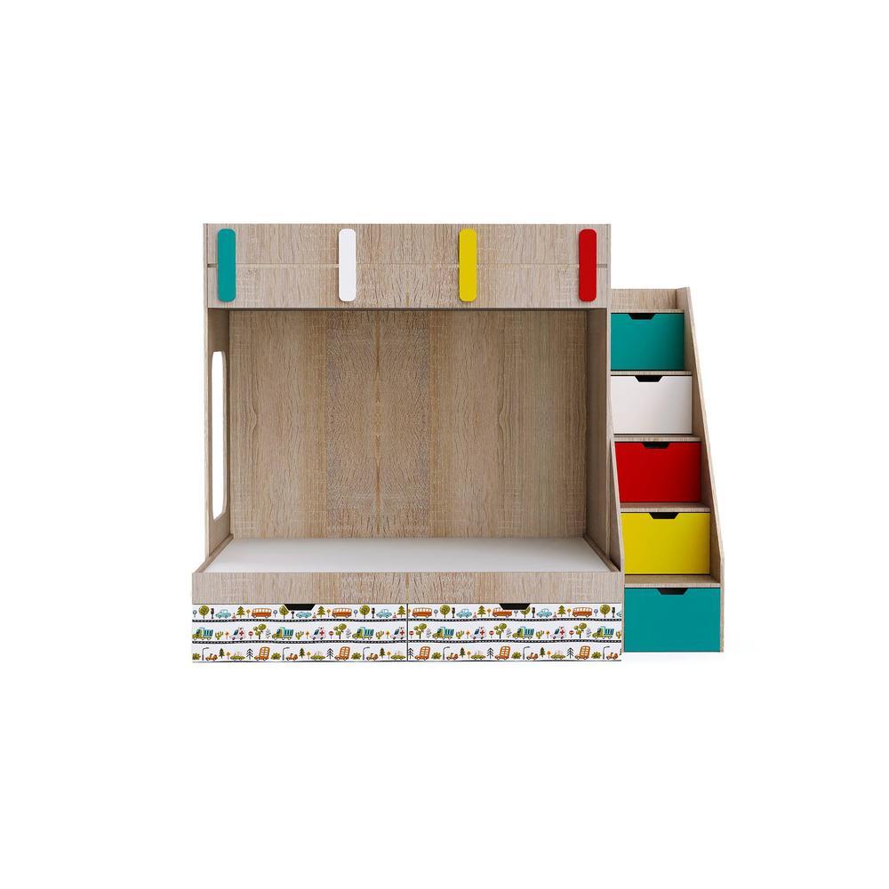 Pattern Dreams Bunk Bed with Storage in Oak Colour BKBB020