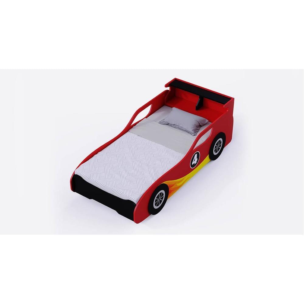 Fire Engineered Wood Open Storage Bed in Red Colour