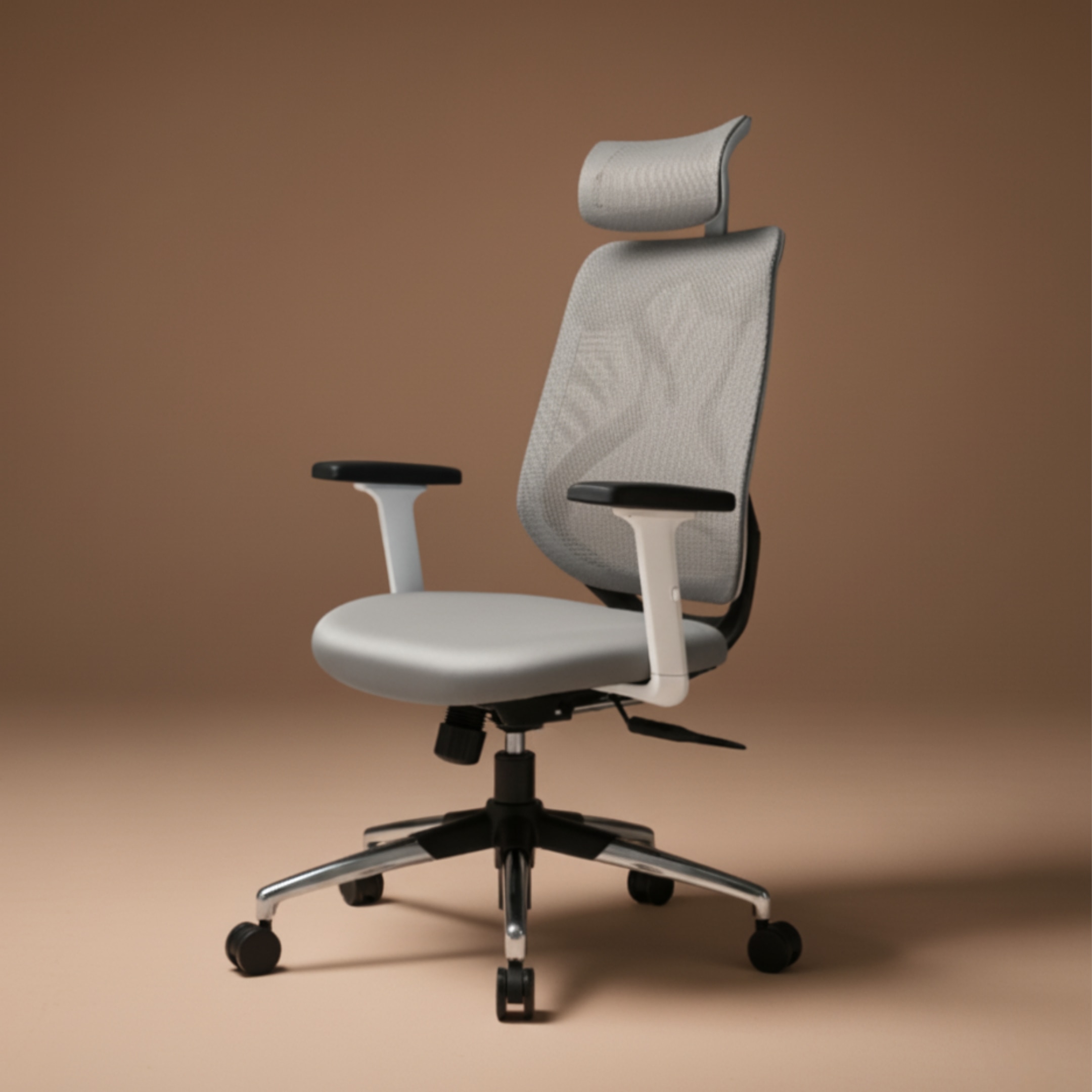 Marvel Ergonomic High Back Study Chair with Headrest in Grey Colour - Kepler Brooks