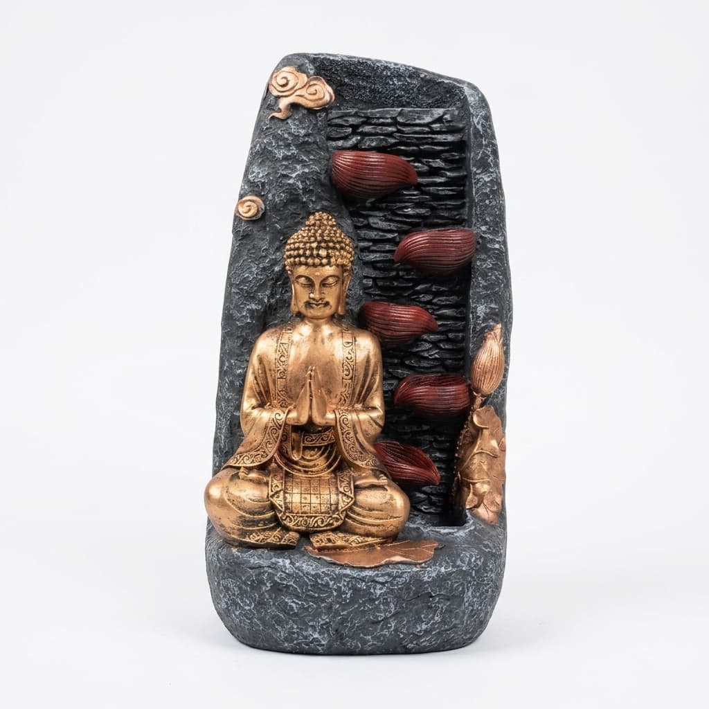 Water Fountain Golden Serenity Buddha Water Fountain in Multicolor Colour - Vedas