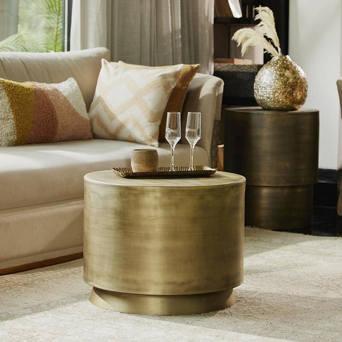 Kalamba Metal Coffee Table In Brass Finish - Living Shape
