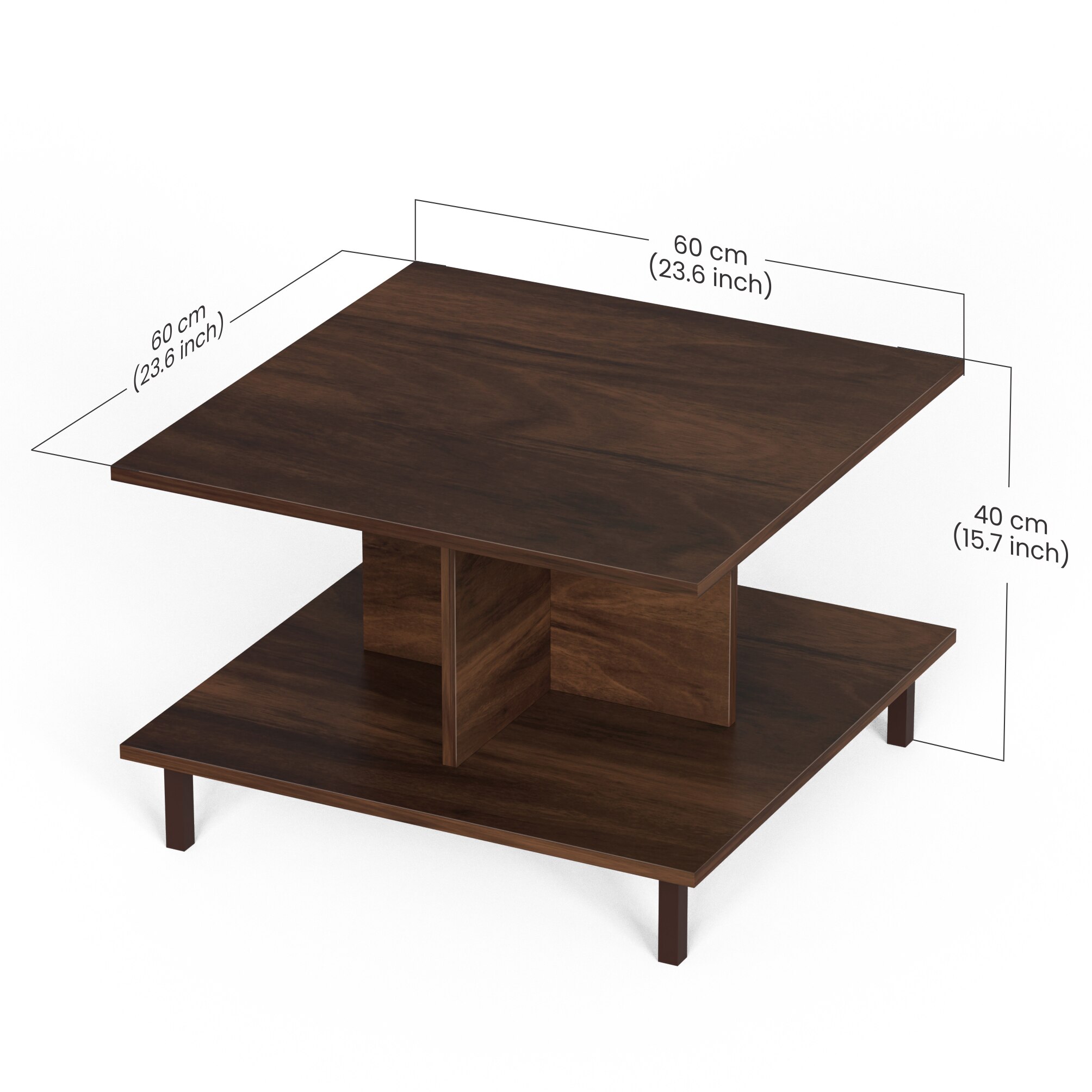 BLUEWUD Sydney Engineered Wood Coffee Center Sofa Tea/Teapoy Console Table with Metal Legs for Sofa Set Living Room Home Hall (Brown Maple)