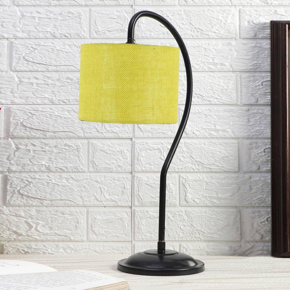 Yellow Jute Curvy table lamp with Iron Base (SP21)