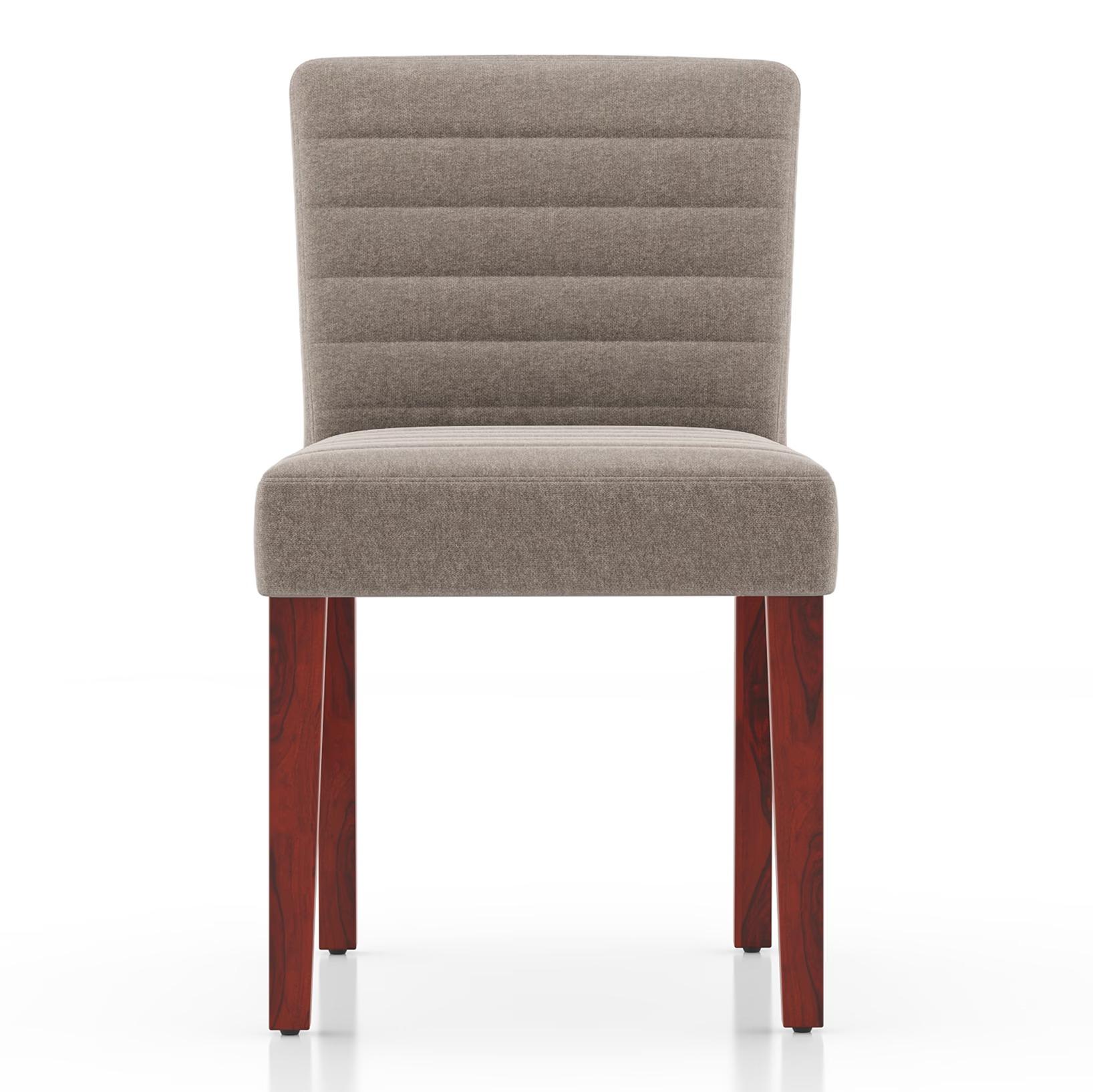 Atlas Solid Wood 4 Seater Dining Table In Honey Finish with set of 4 Ludo upholstered dining chair in Shitake Beige fabric