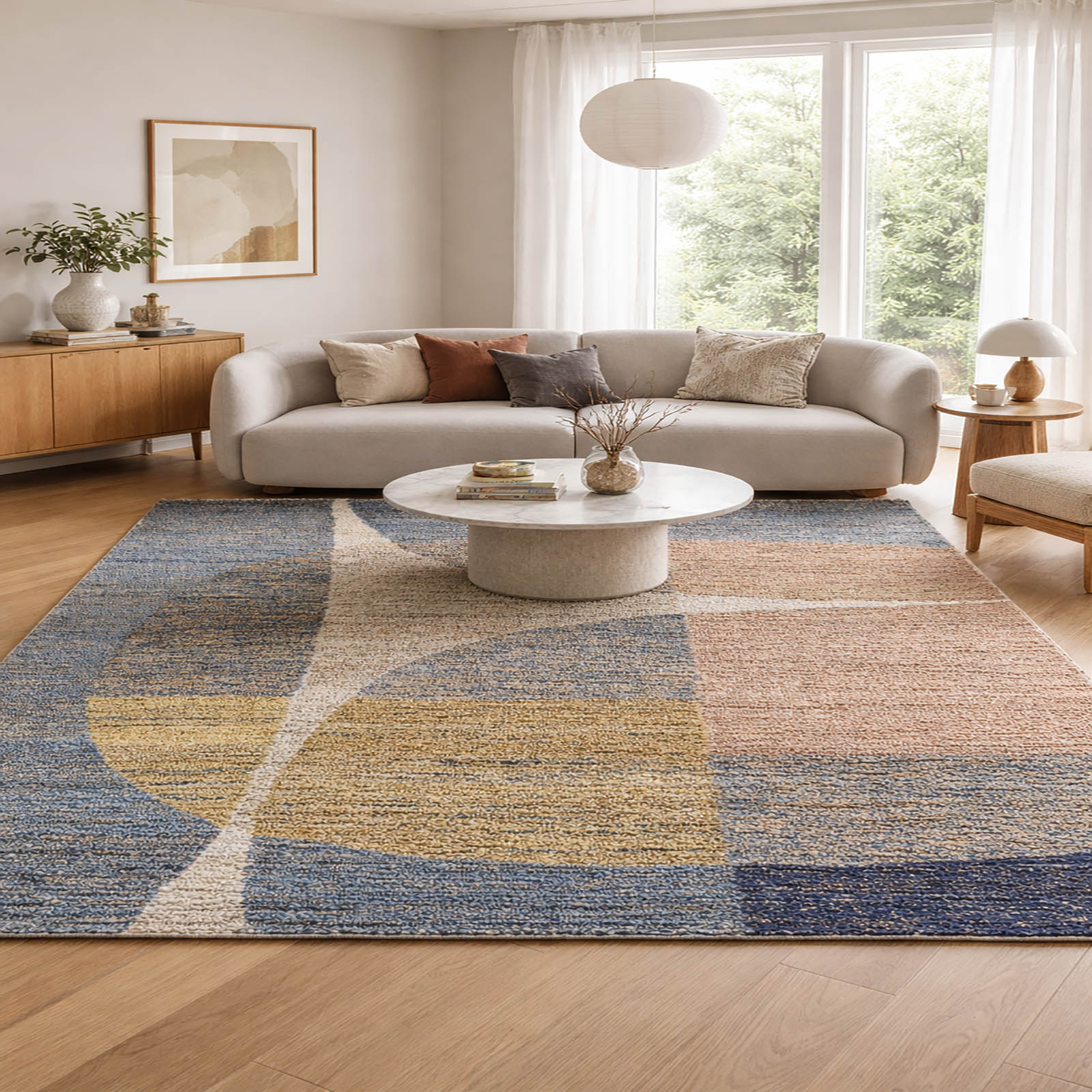 Celestial Jute Rectangle Carpets Hand Tufted in Multicolour Colour
