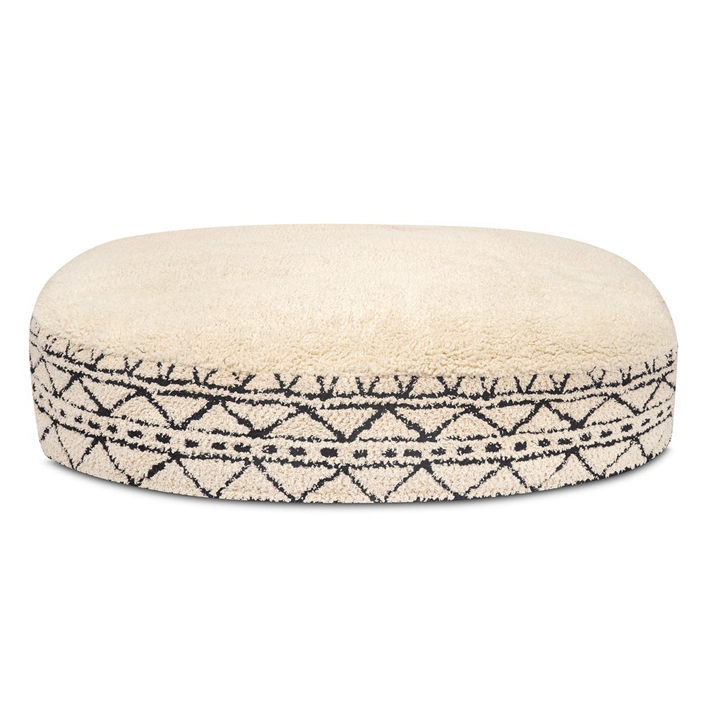 Bohot Aztec Oval Polyester Pets Bed in Beige Colour